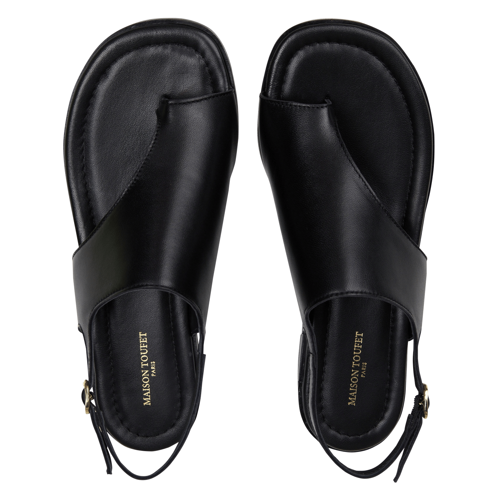 Avarca Berlin - Flache Ledersandalen mit Samt Schwarz