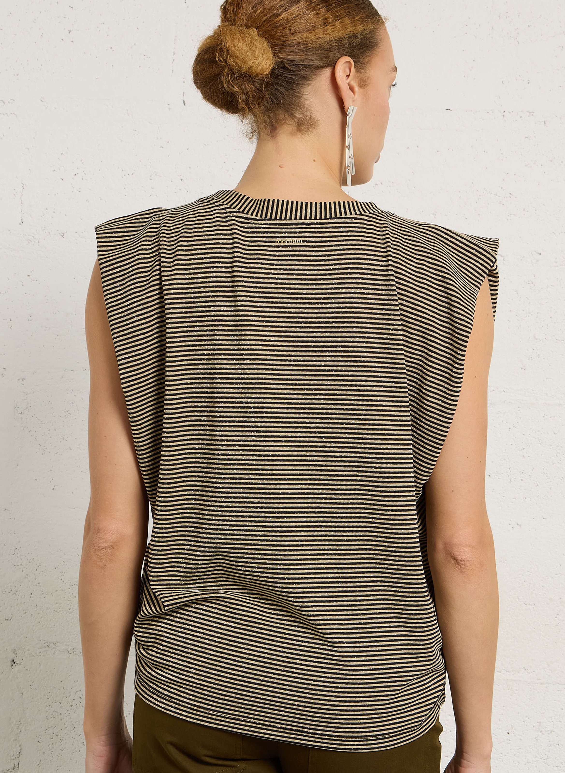 Oversized Striped Knit Top MOMONI Black