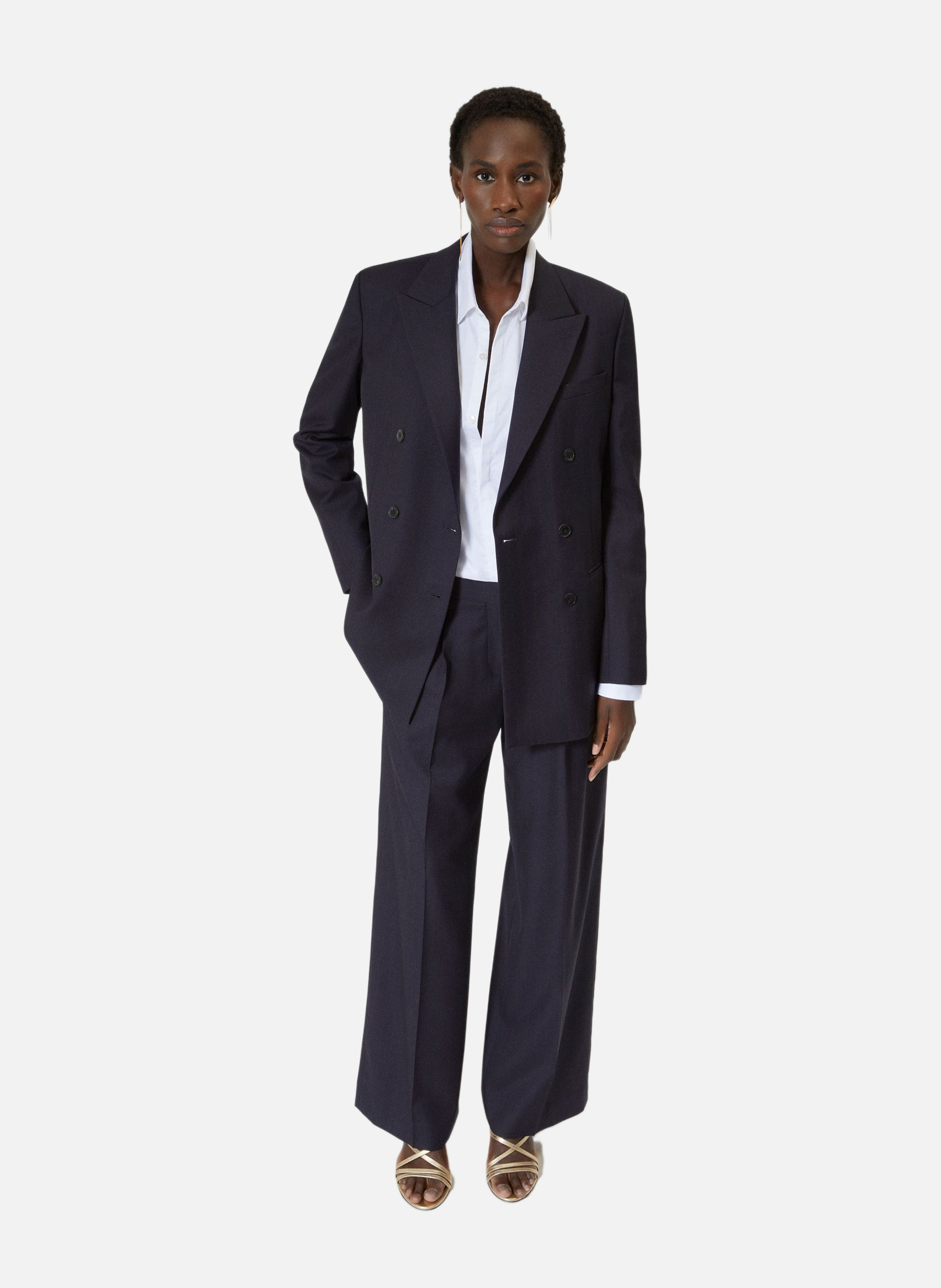 Double-breasted striped wool blazer THE KOOPLES Blue