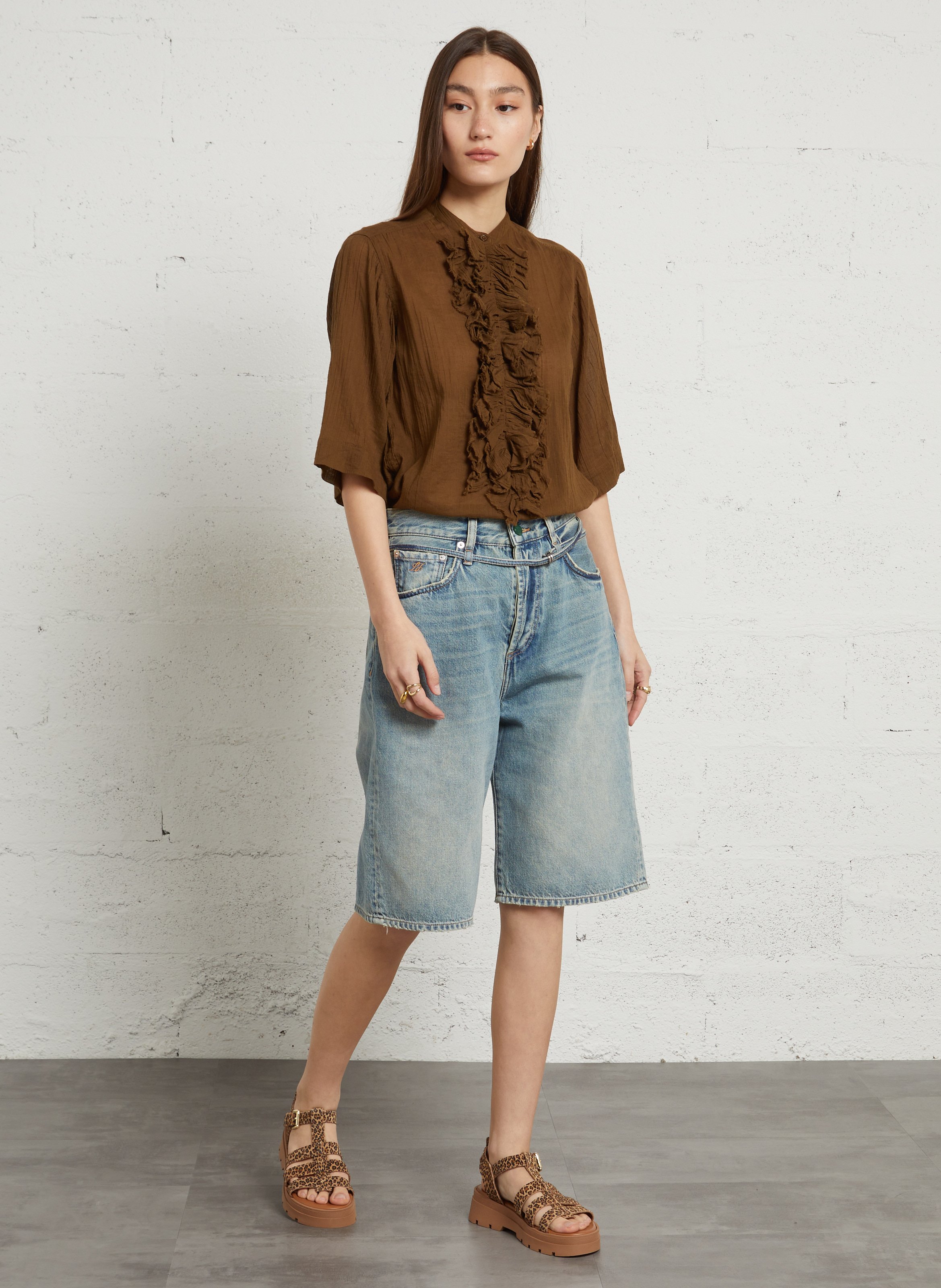 Sandales plates léopard REQINS Marron