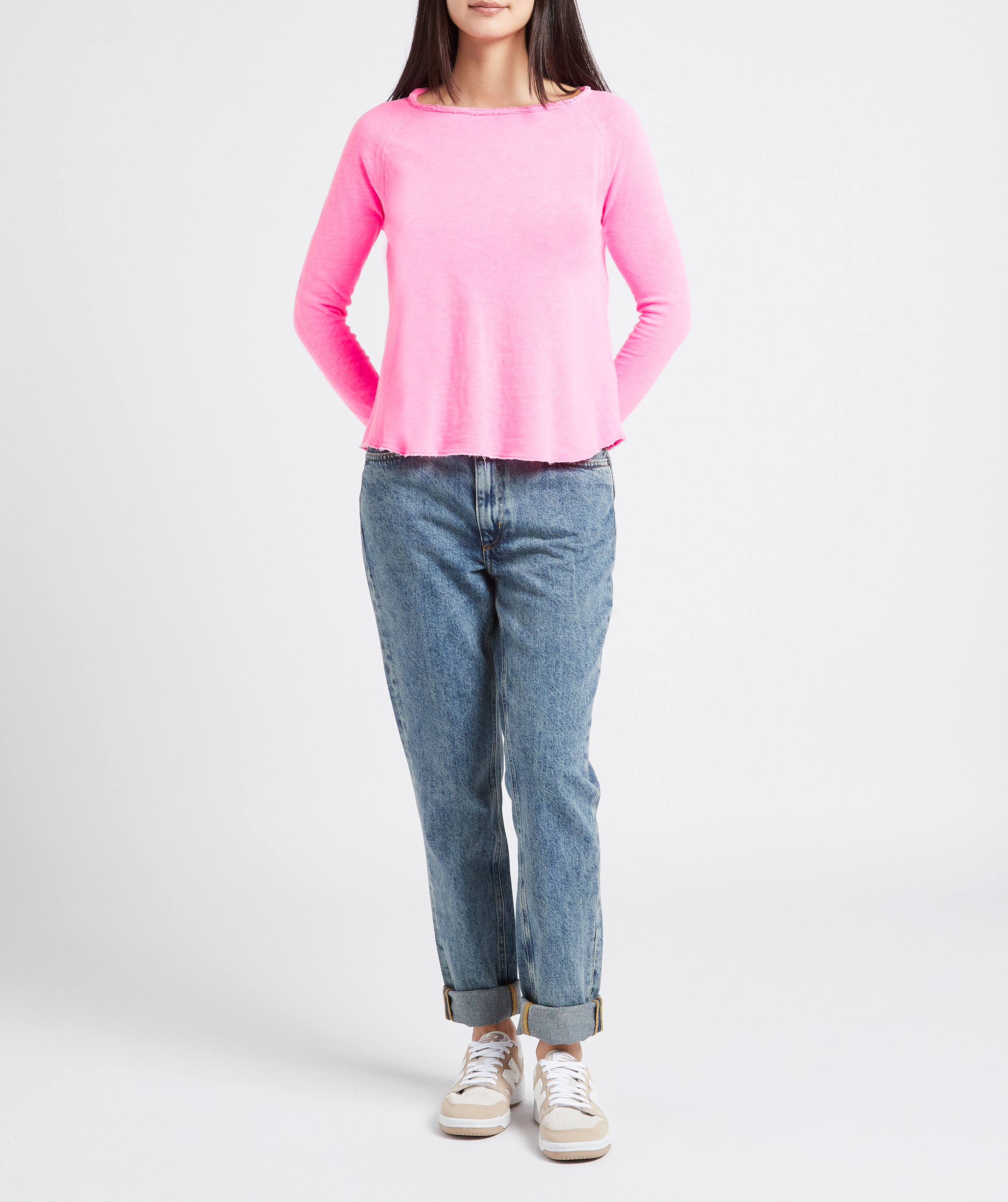 Baumwoll-T-Shirt mit U-Boot-Ausschnitt AMERICAN VINTAGE Rosa