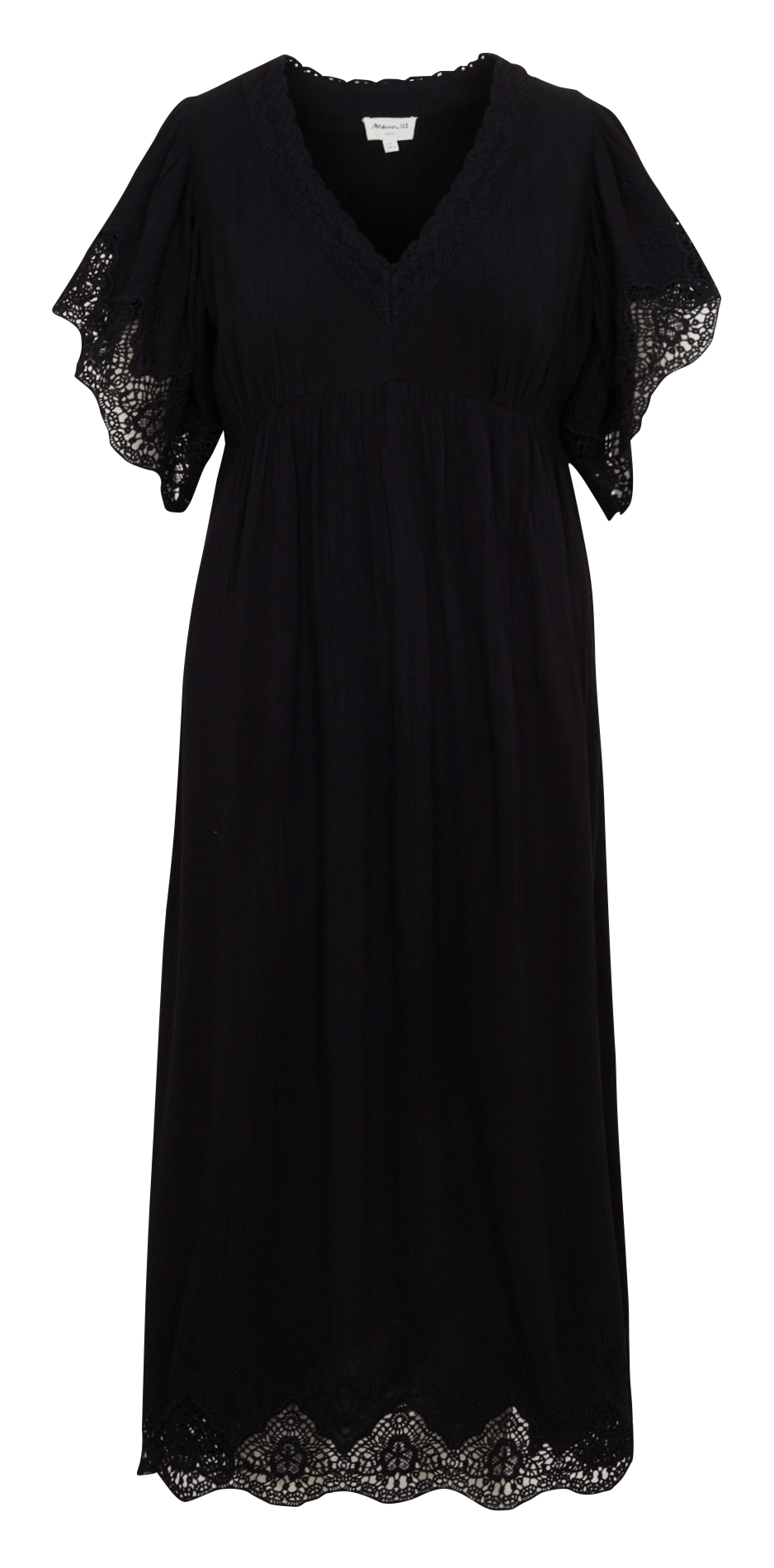 Robe longue col V à broderies MAISON 123 Noir