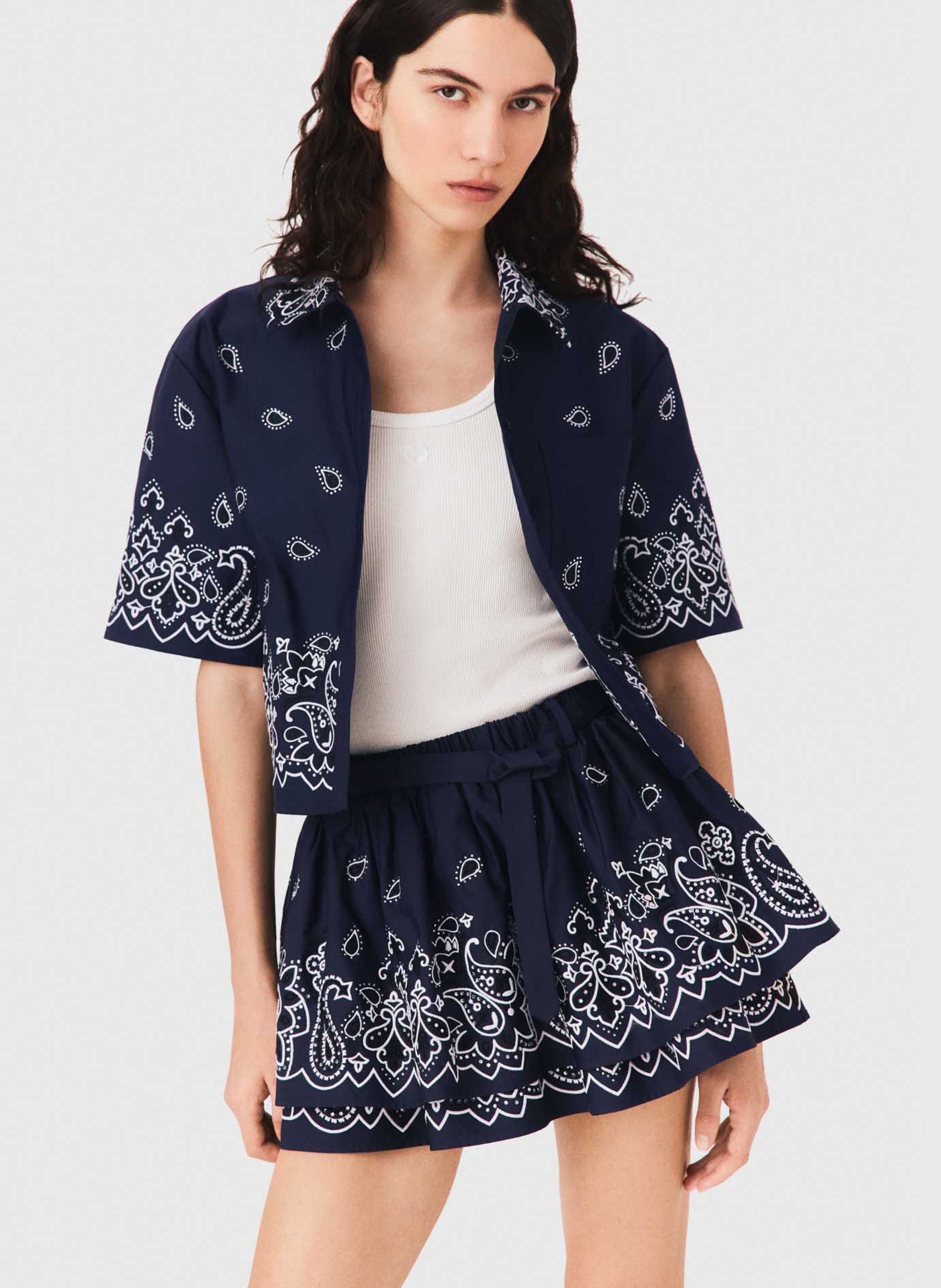 Korte, gerende rok MAJE Blauw