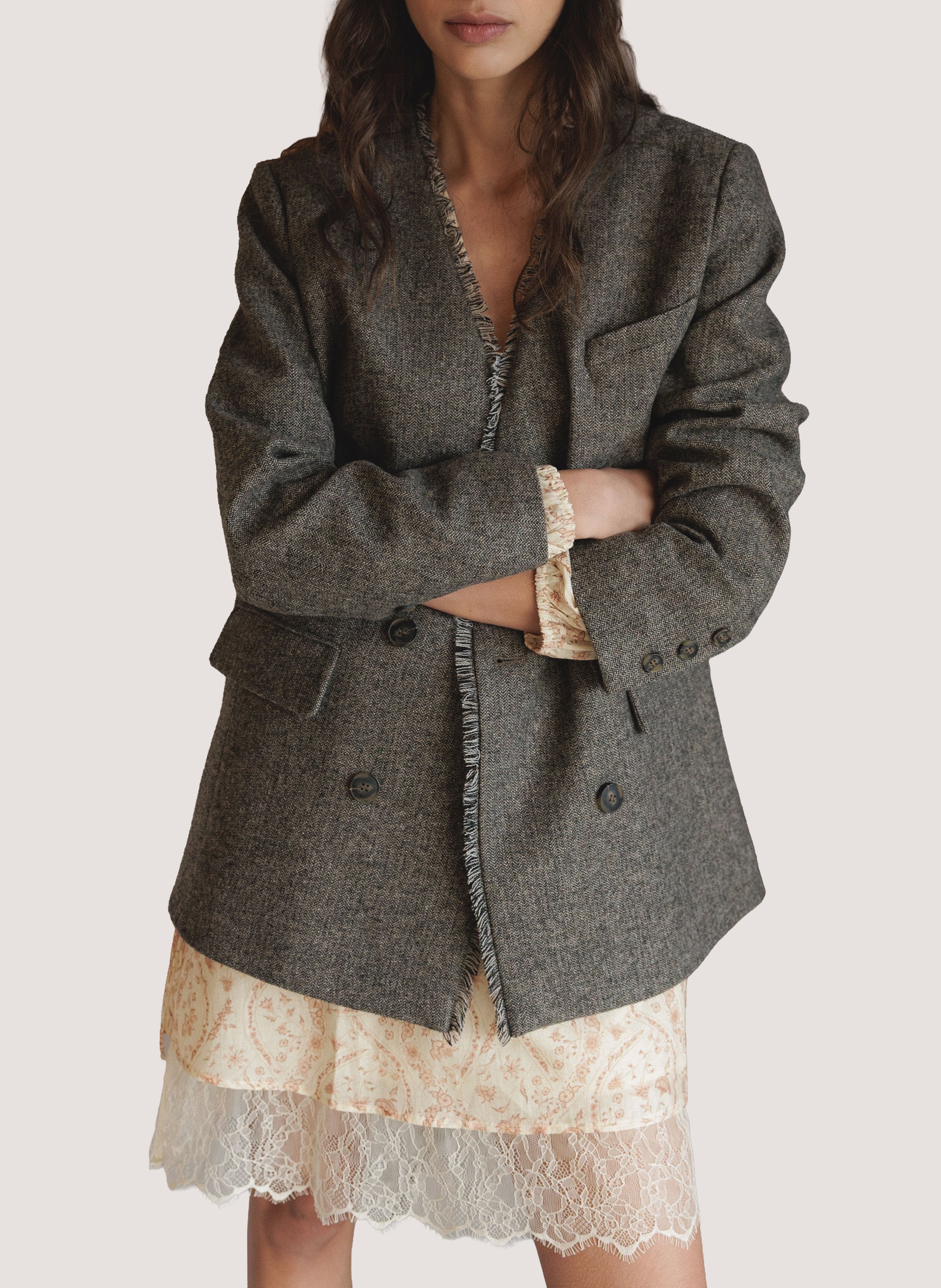 Oversized wool blend blazer INDI & COLD Brown