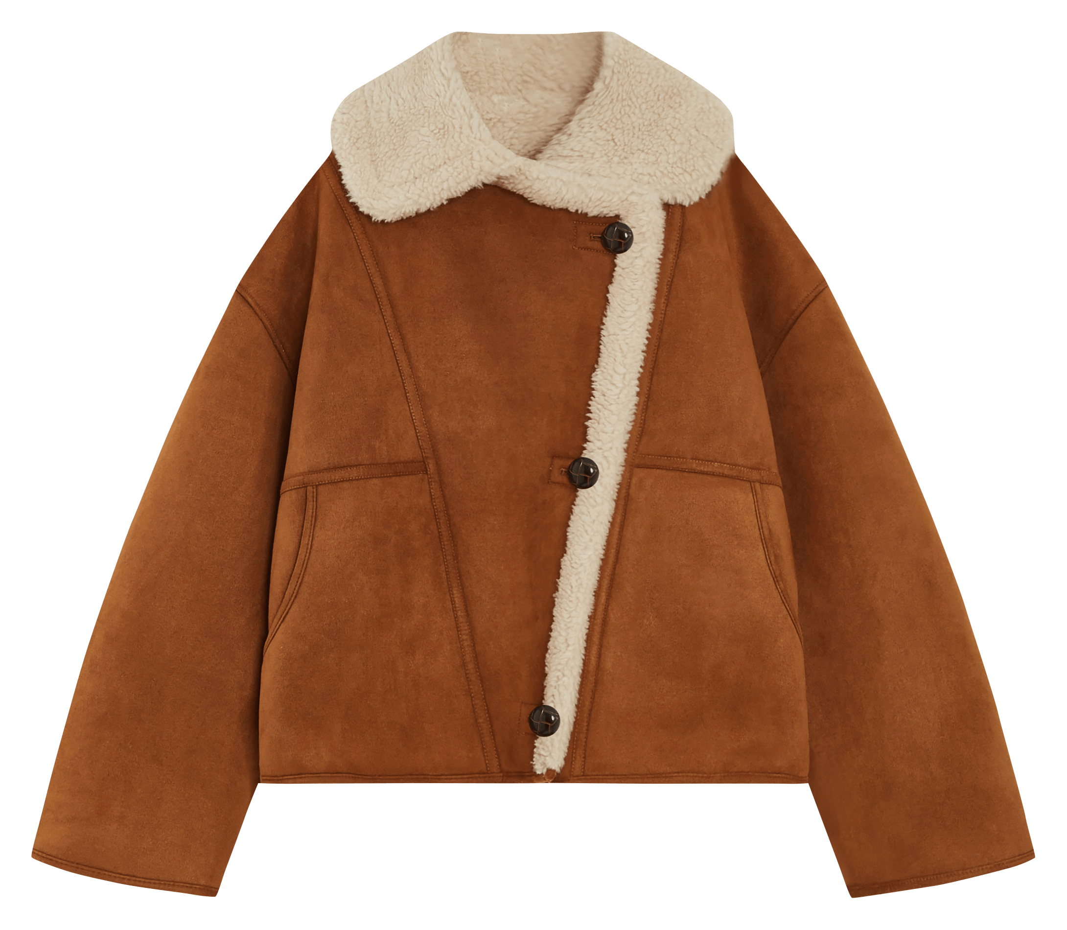 Manteau ample col à fourrure synthétique GRACE ET MILA Marron