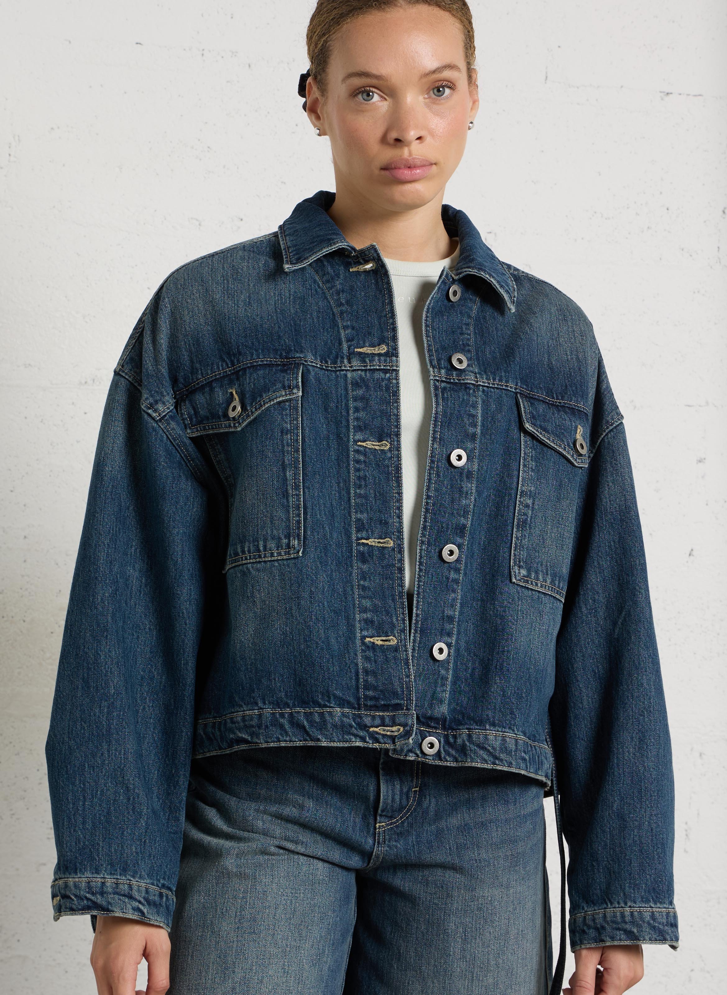 Veste ample ceinturée en denim SOEUR Bleu
