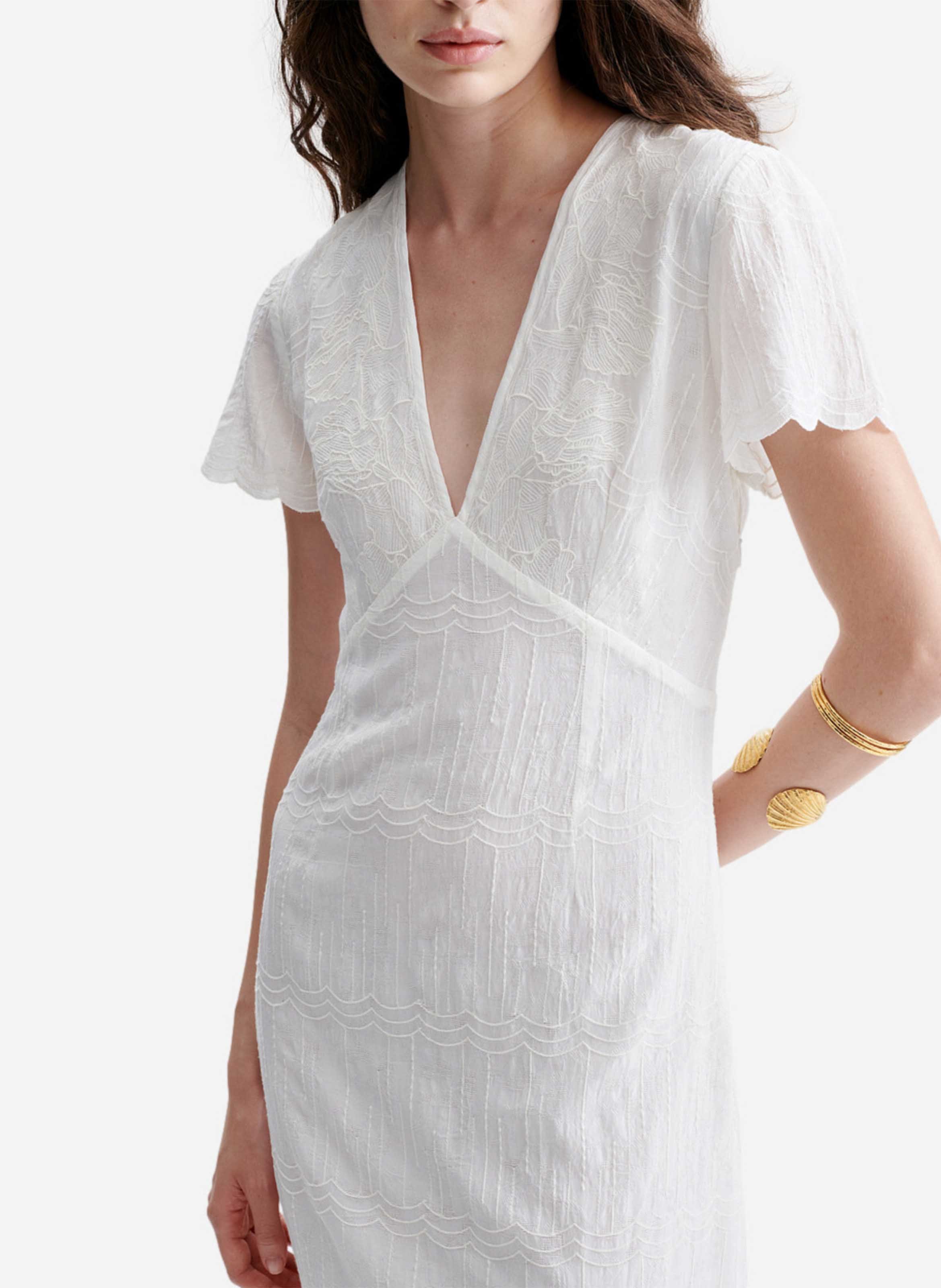 Robe maxi à broderies VANESSA BRUNO Blanc