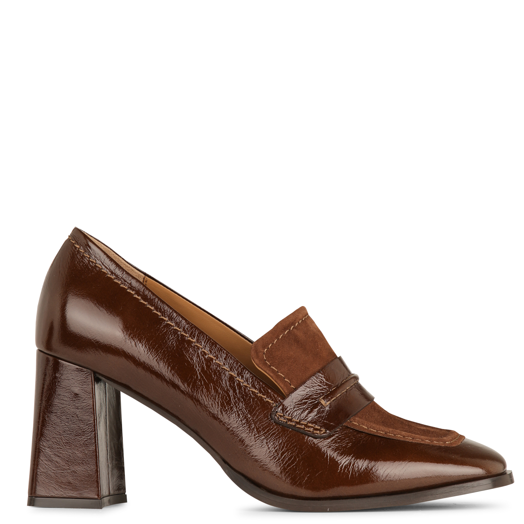 Mocassins à talons hauts en cuir MAISON 123 Marron