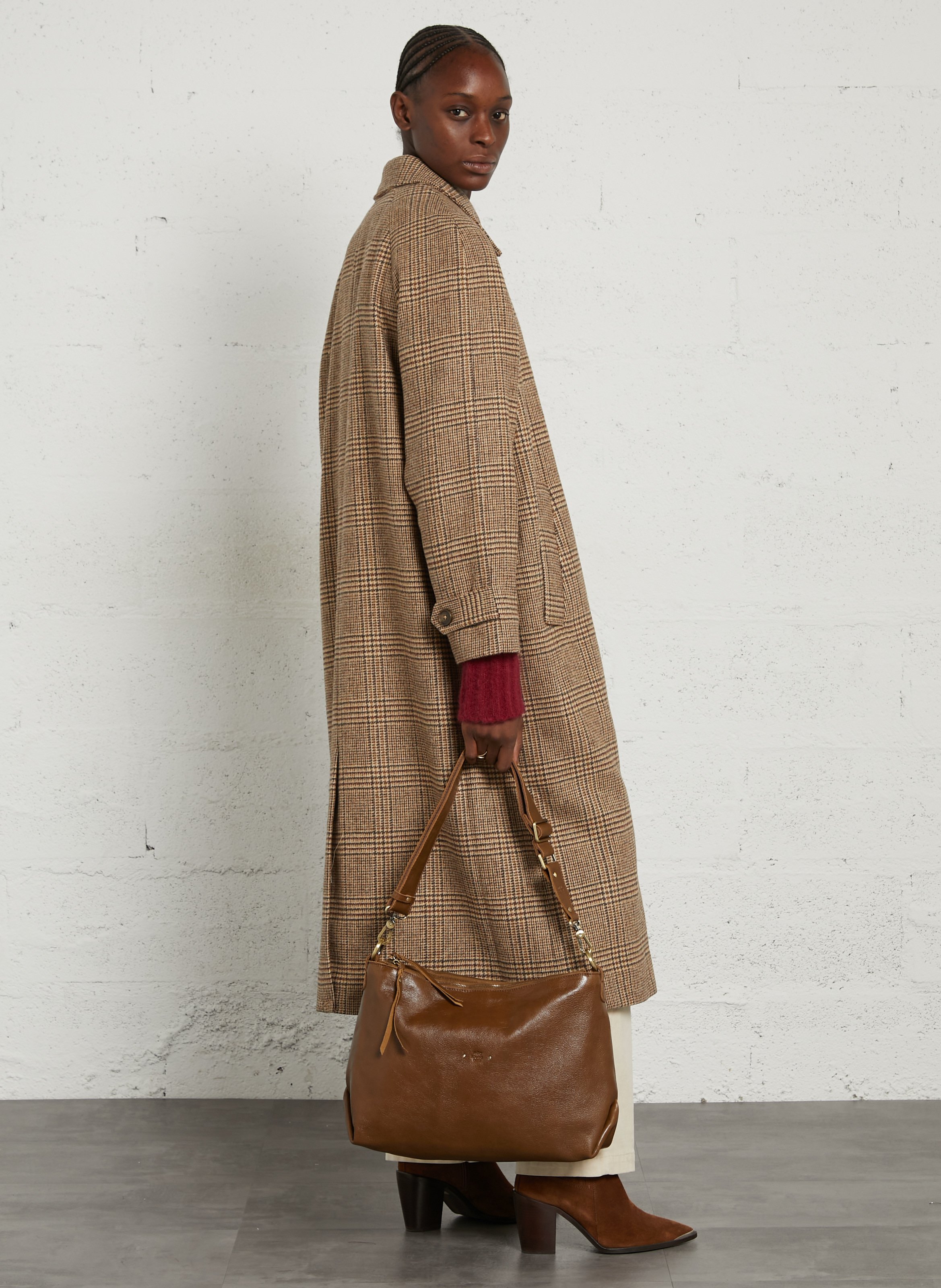 Schultertasche aus Leder MILA LOUISE Beige