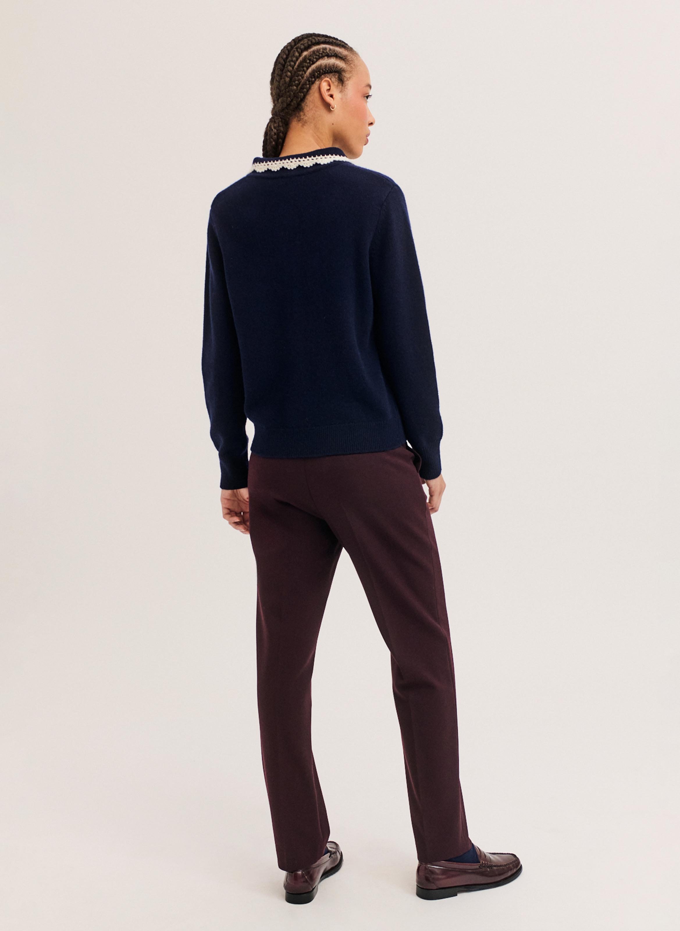 Pull à col boutonné en laine  PABLO Bleu