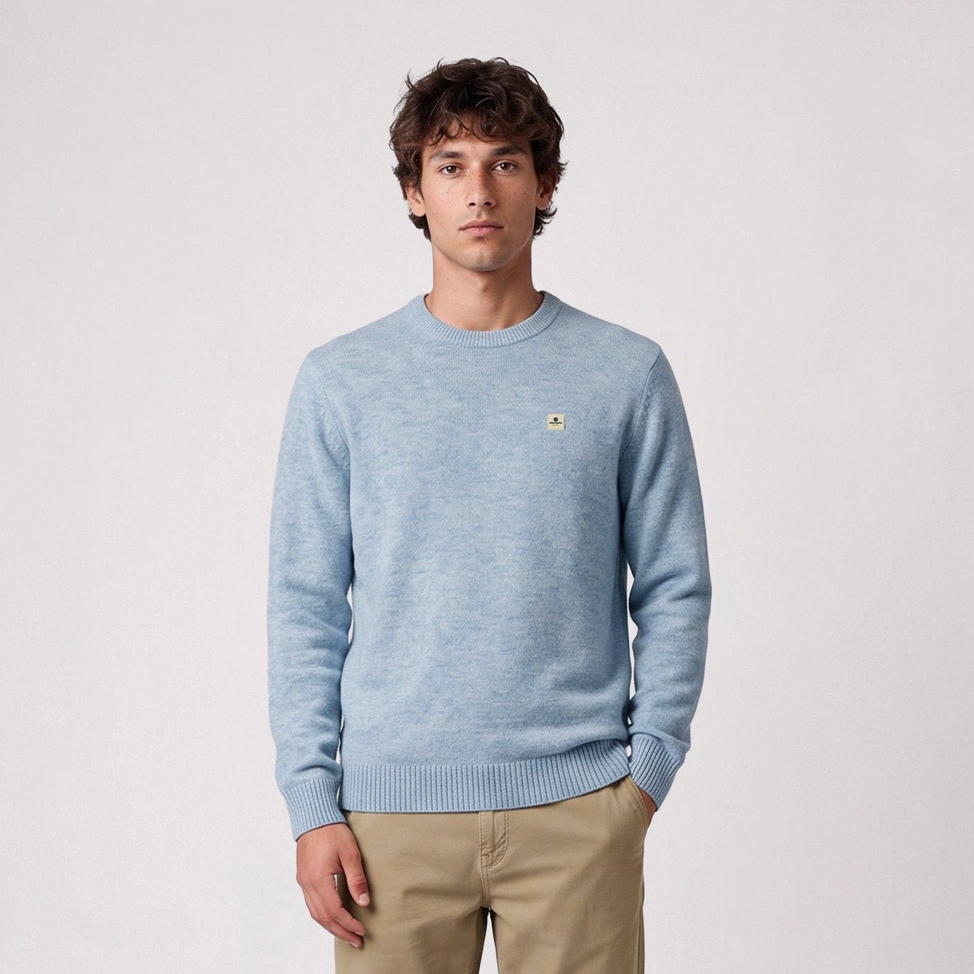 MADANI sky blue wool crew-neck sweater sbplay SERGE BLANCO Blue