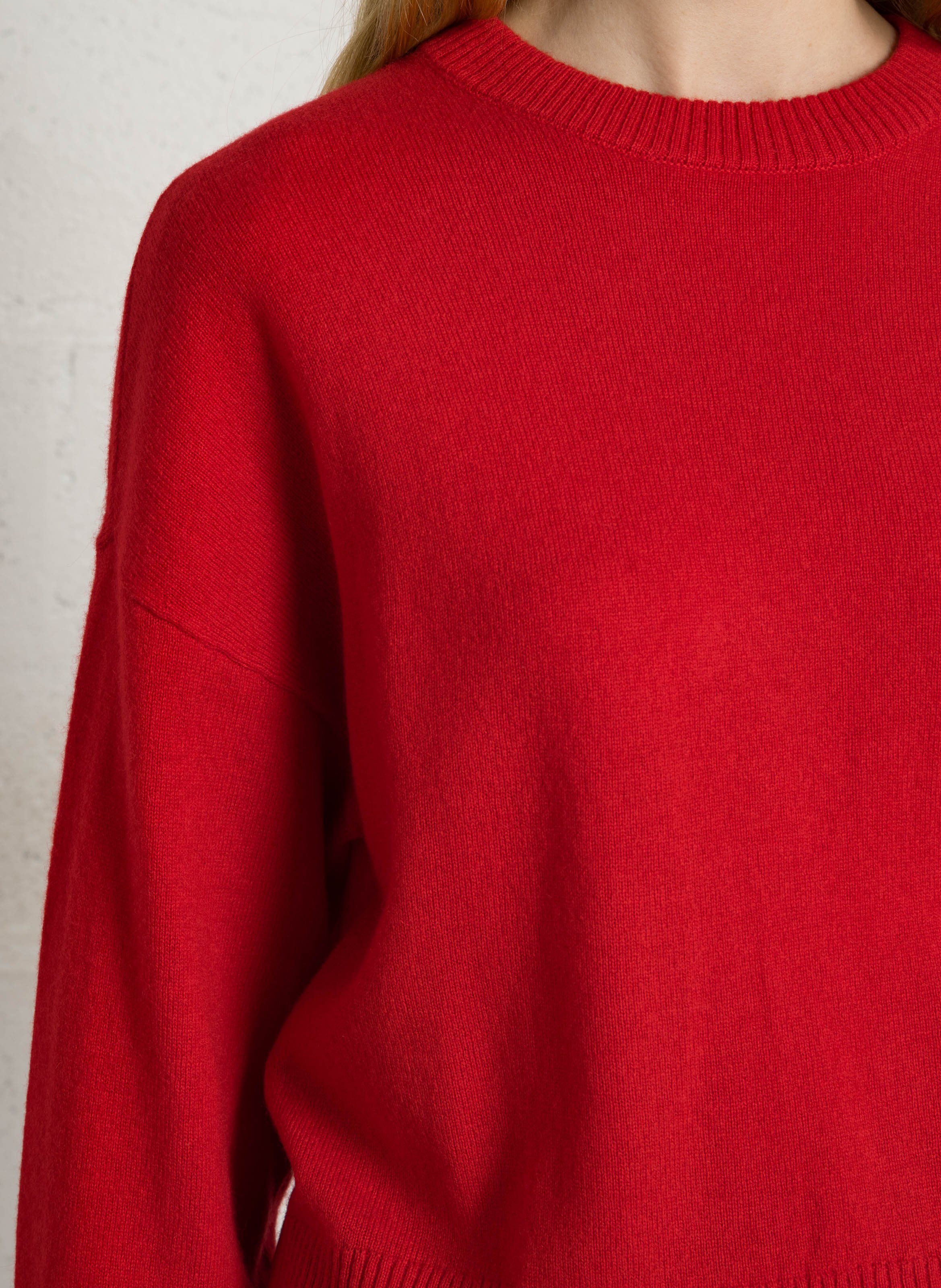 Pull ample col rond en cachemire SUD EXPRESS Rouge