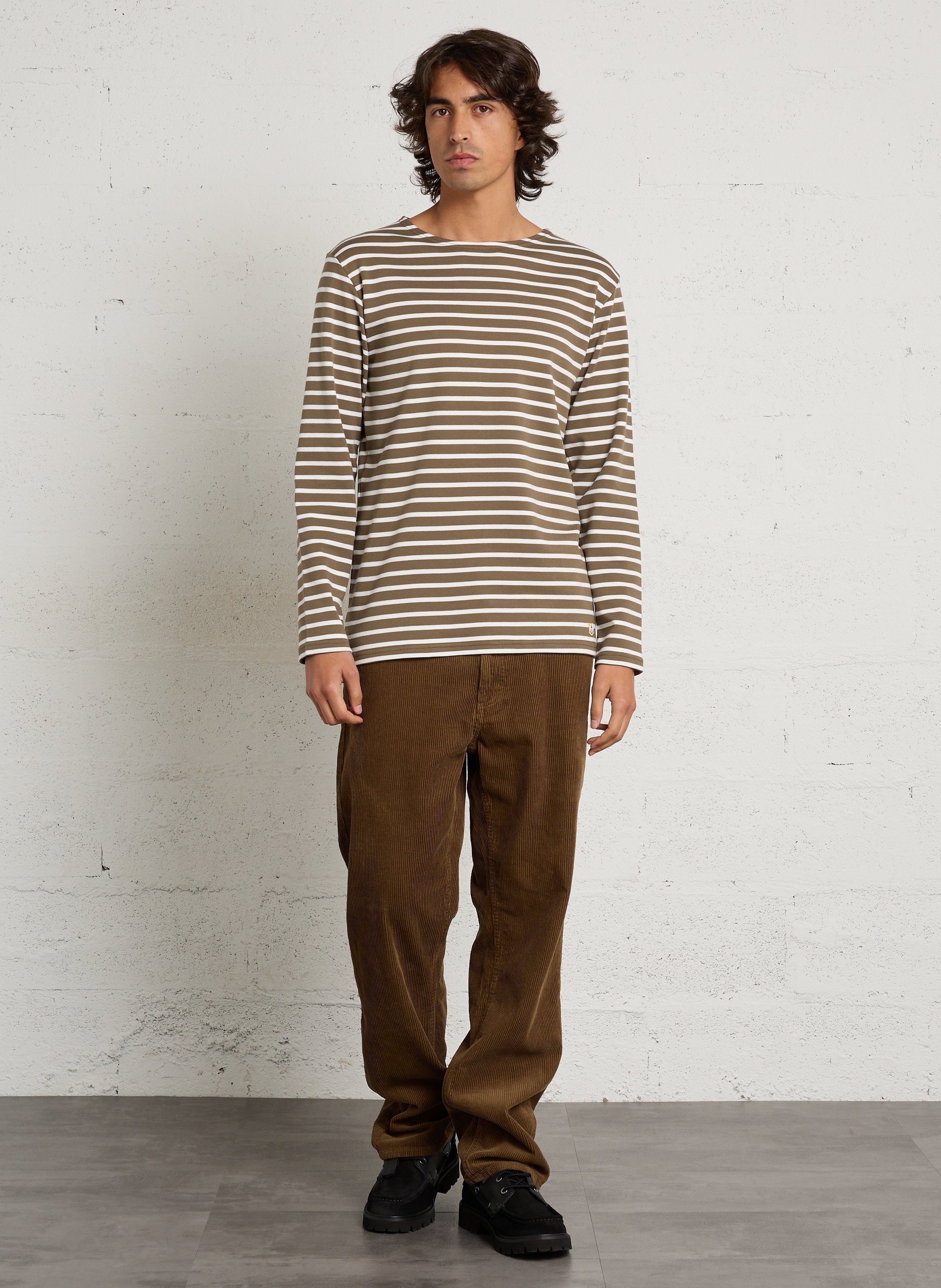 Jean droit velours côtelé en coton MINIMUM Marron