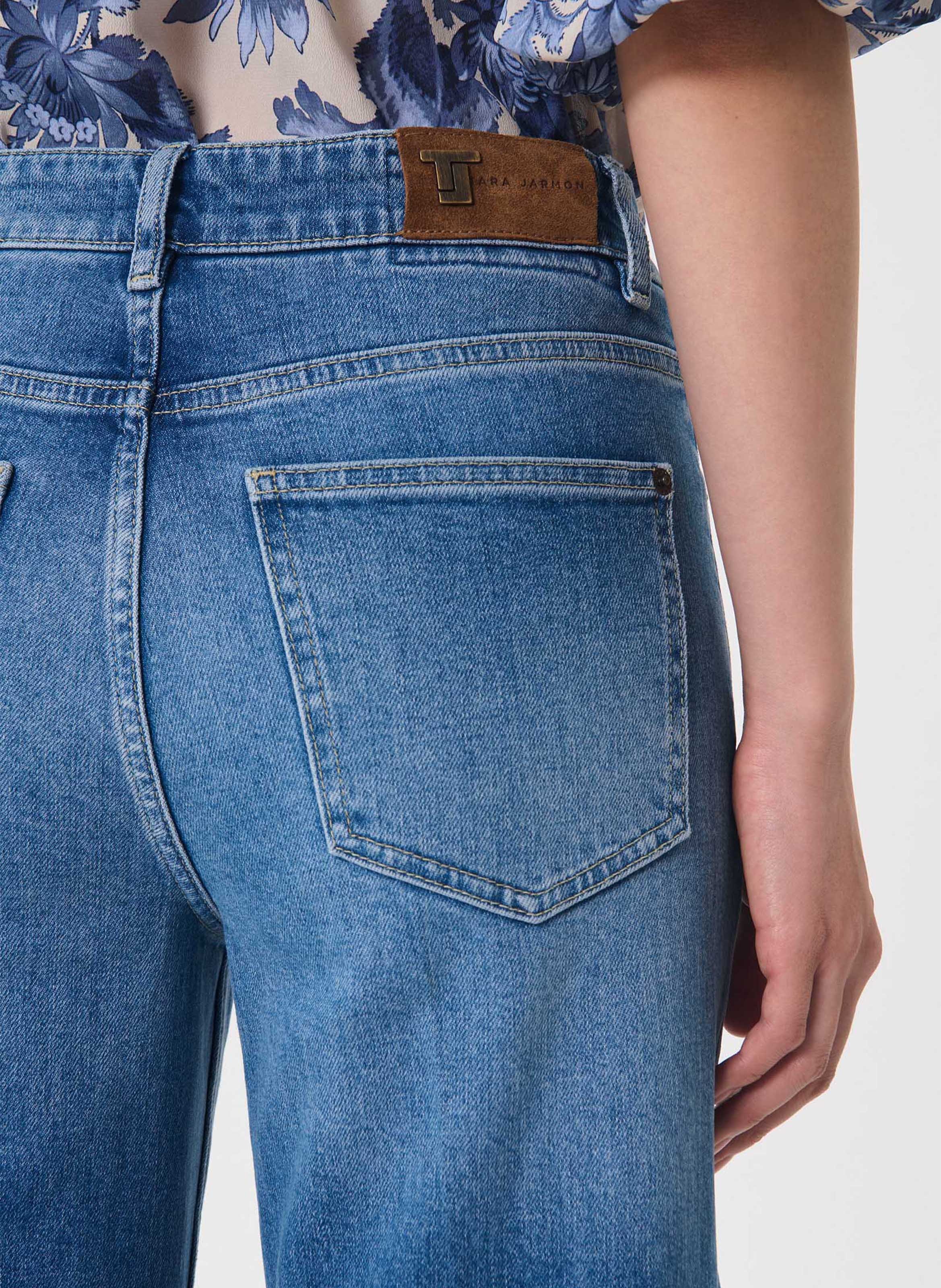 Wide-leg cotton-blend jeans TARA JARMON Blue