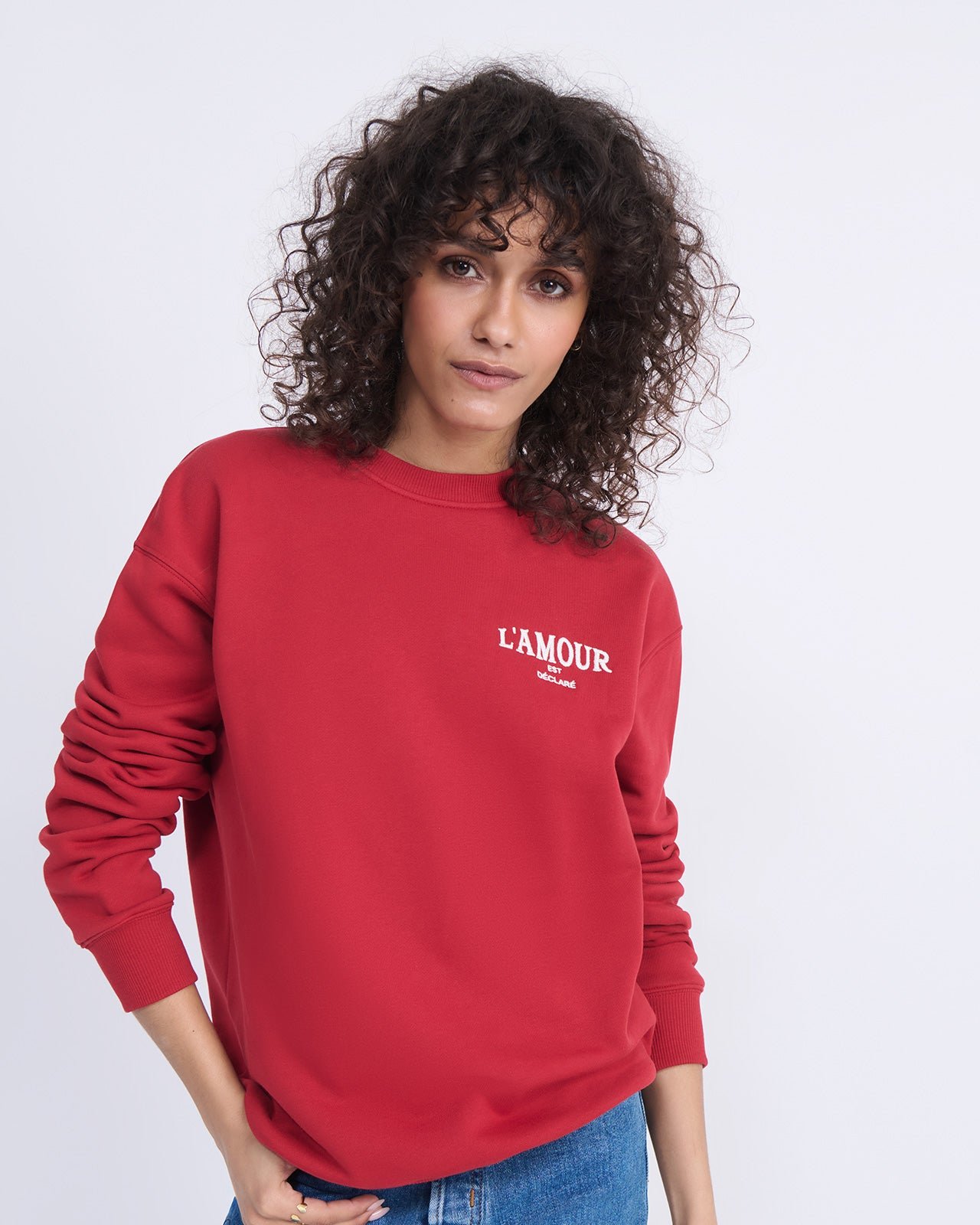 Love is declared embroidered sweatshirt EMOI EMOI Red