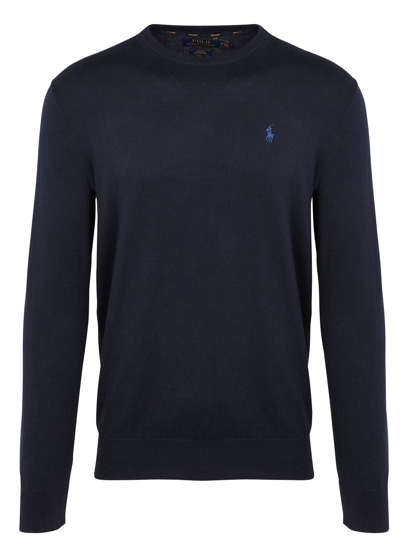 Slim-fit pima cotton sweater with Pony Player and round collar POLO RALPH LAUREN Blue