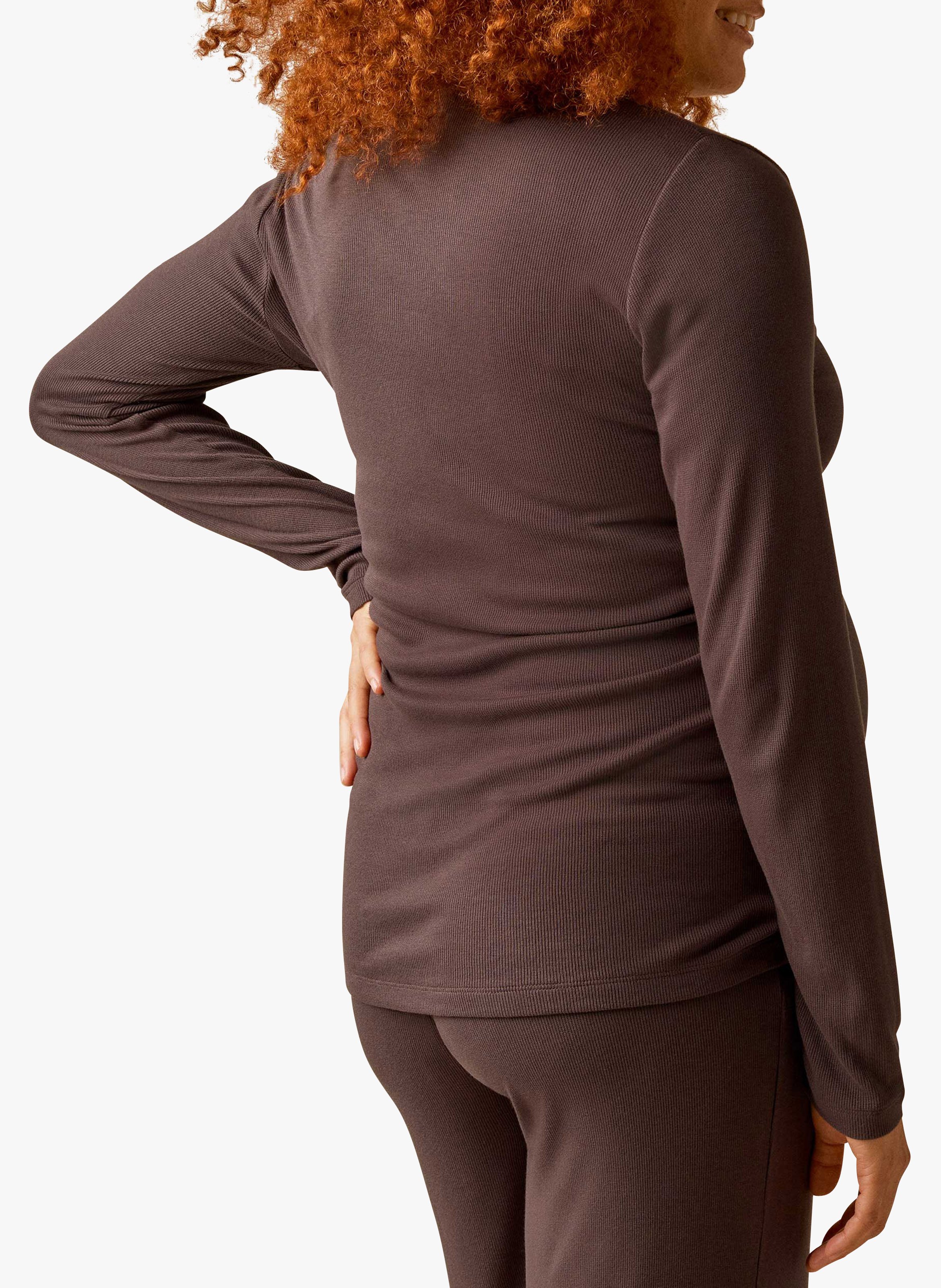 Haut de pyjama de grossesse côtelé BOOB Marron