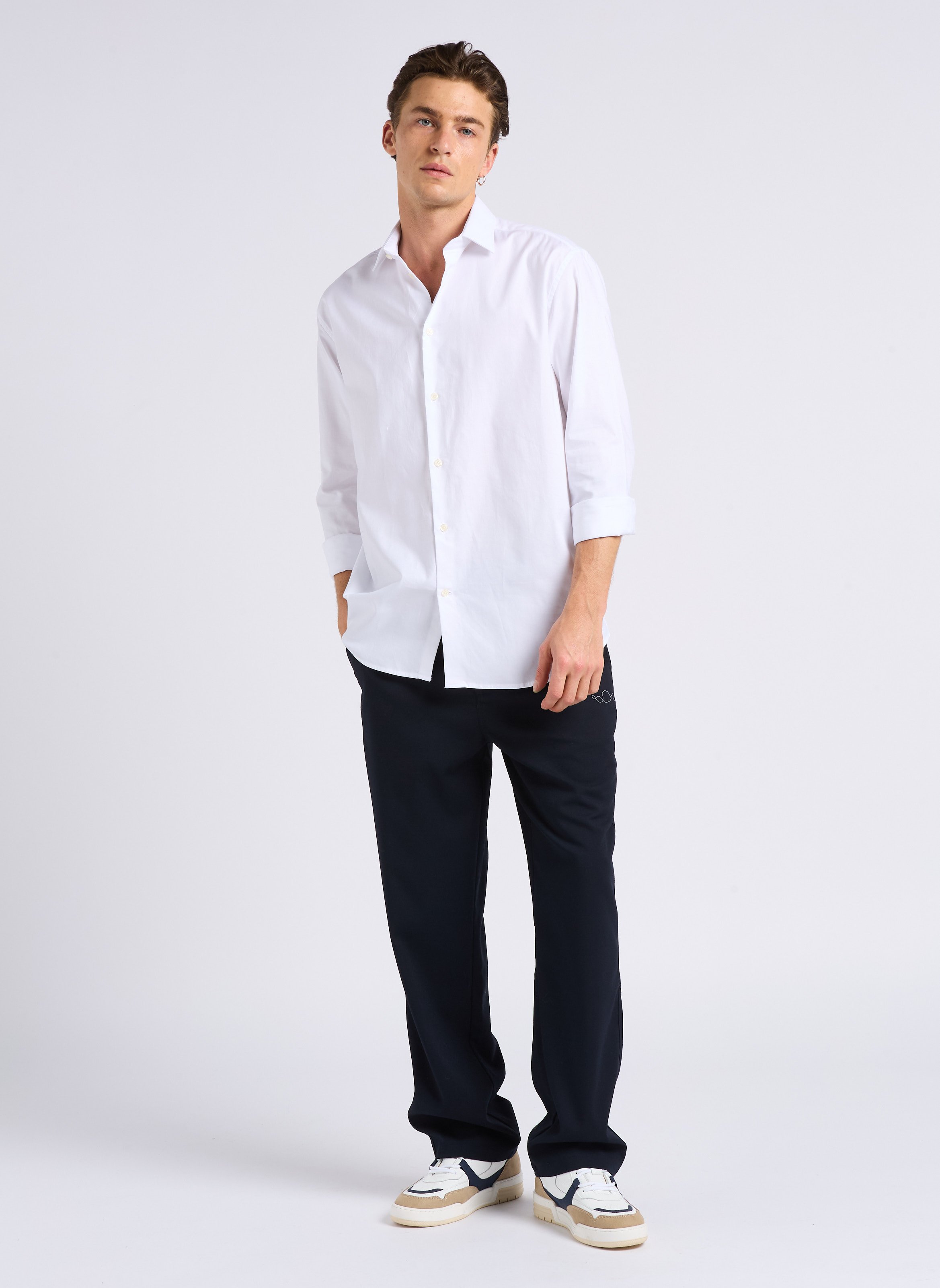 Straight cotton shirt with classic collar AU PRINTEMPS PARIS White
