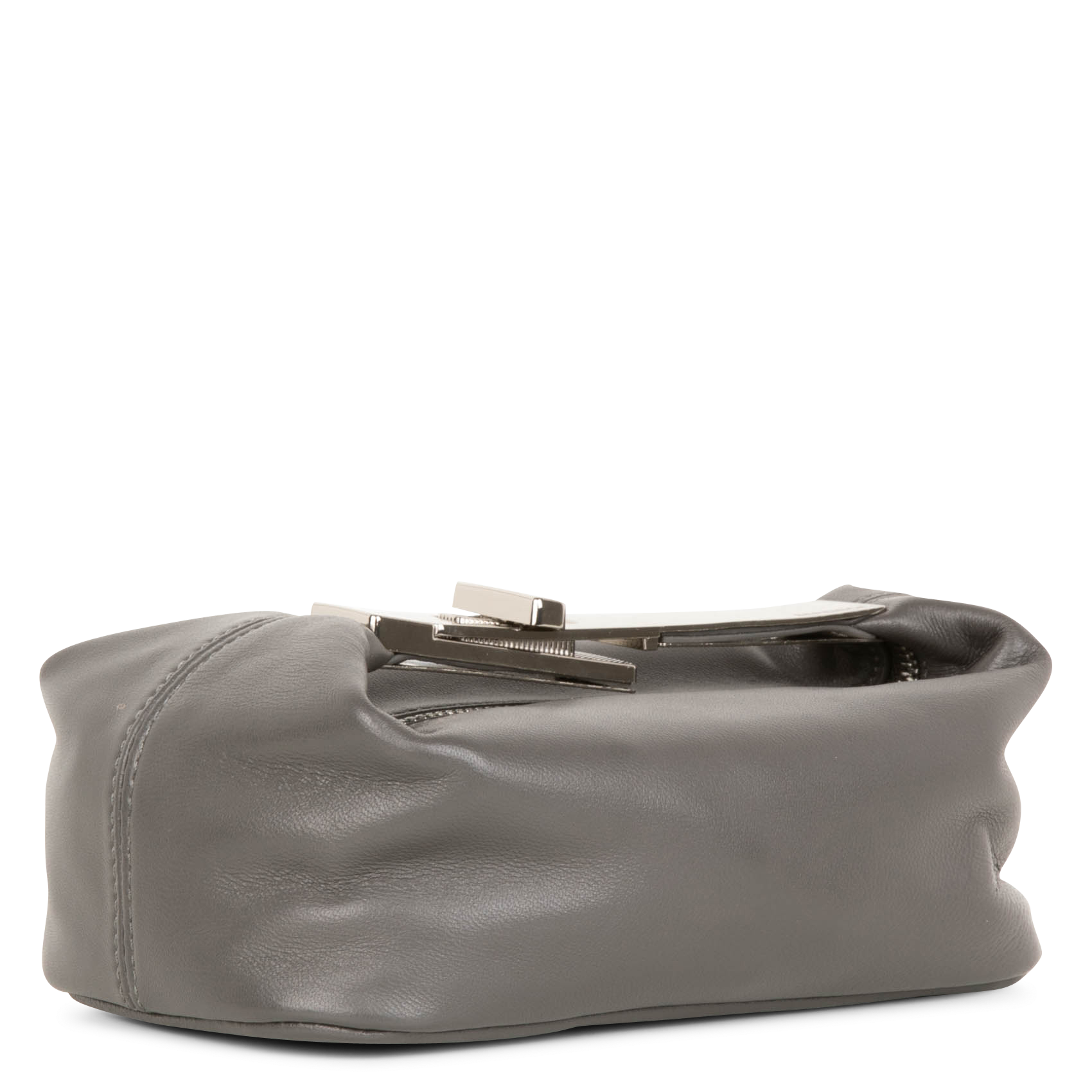 Small leather bag with metal handle BERENICE Grey