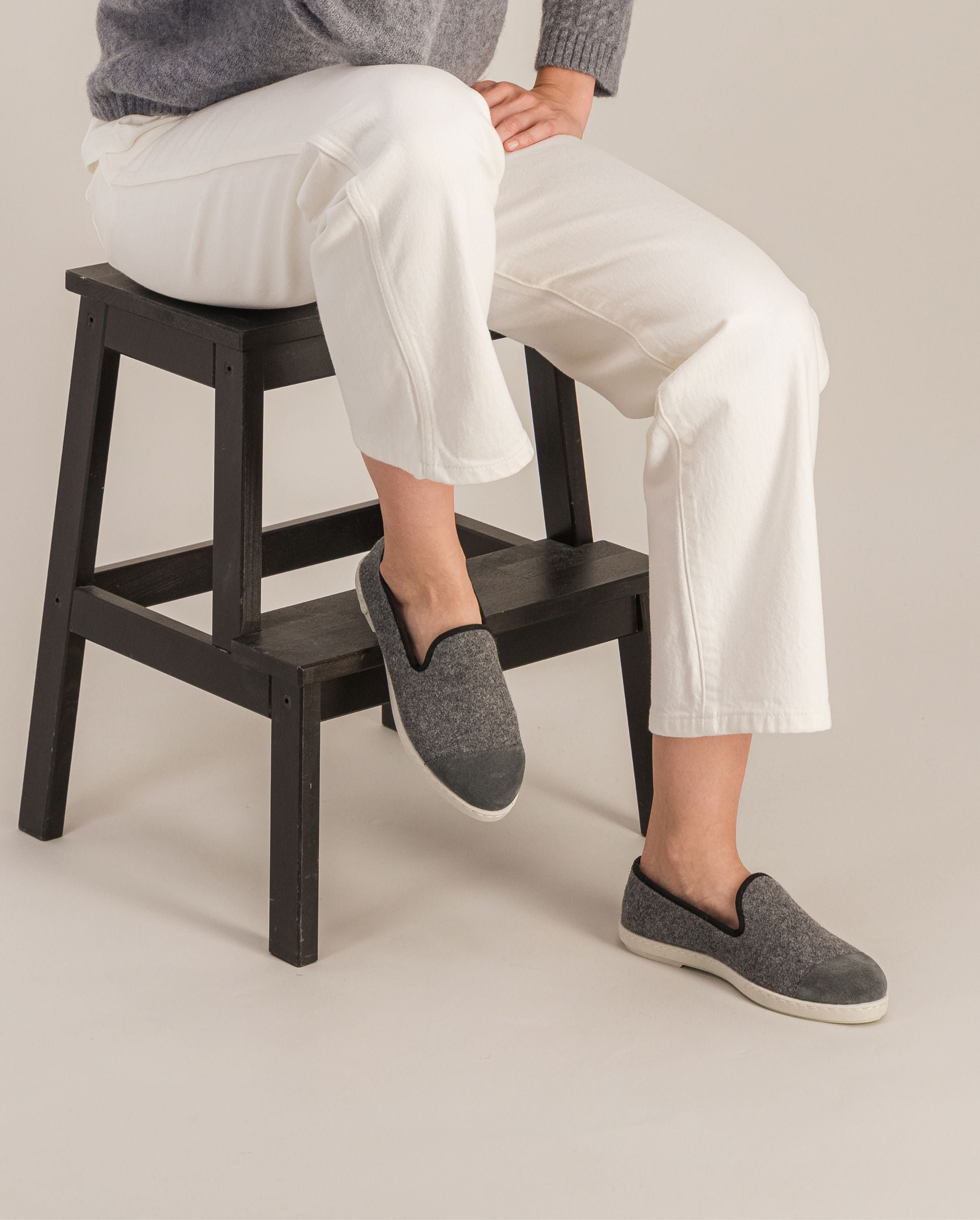 Women's wool slipper, gray black ANGARDE Grey