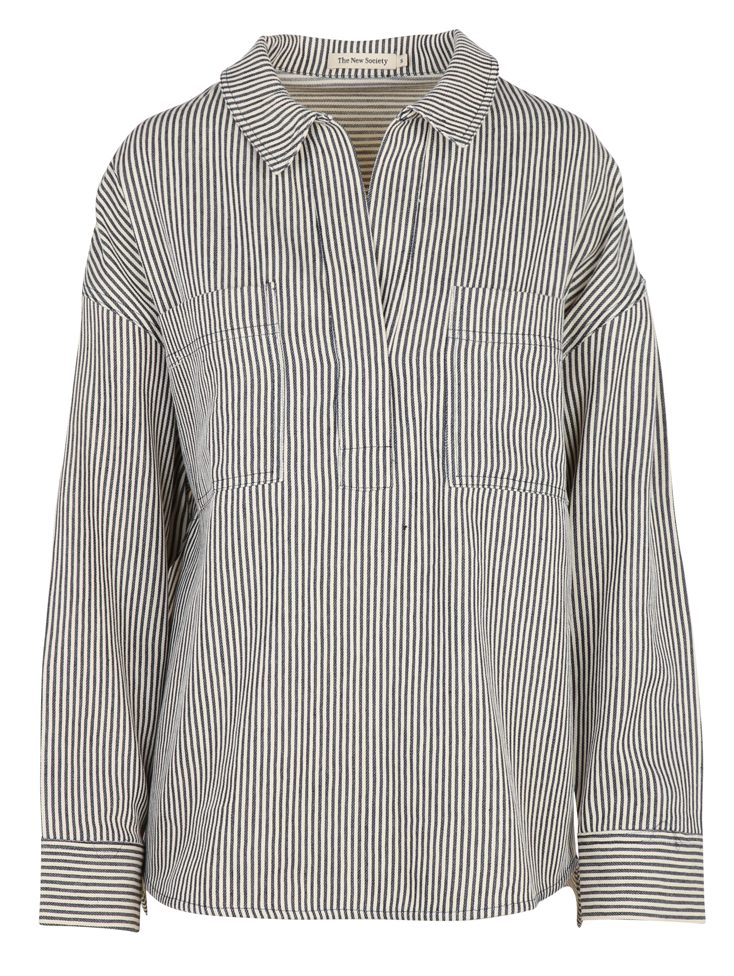 Oversized blouse in mixed cotton THE NEW SOCIETY Blauw