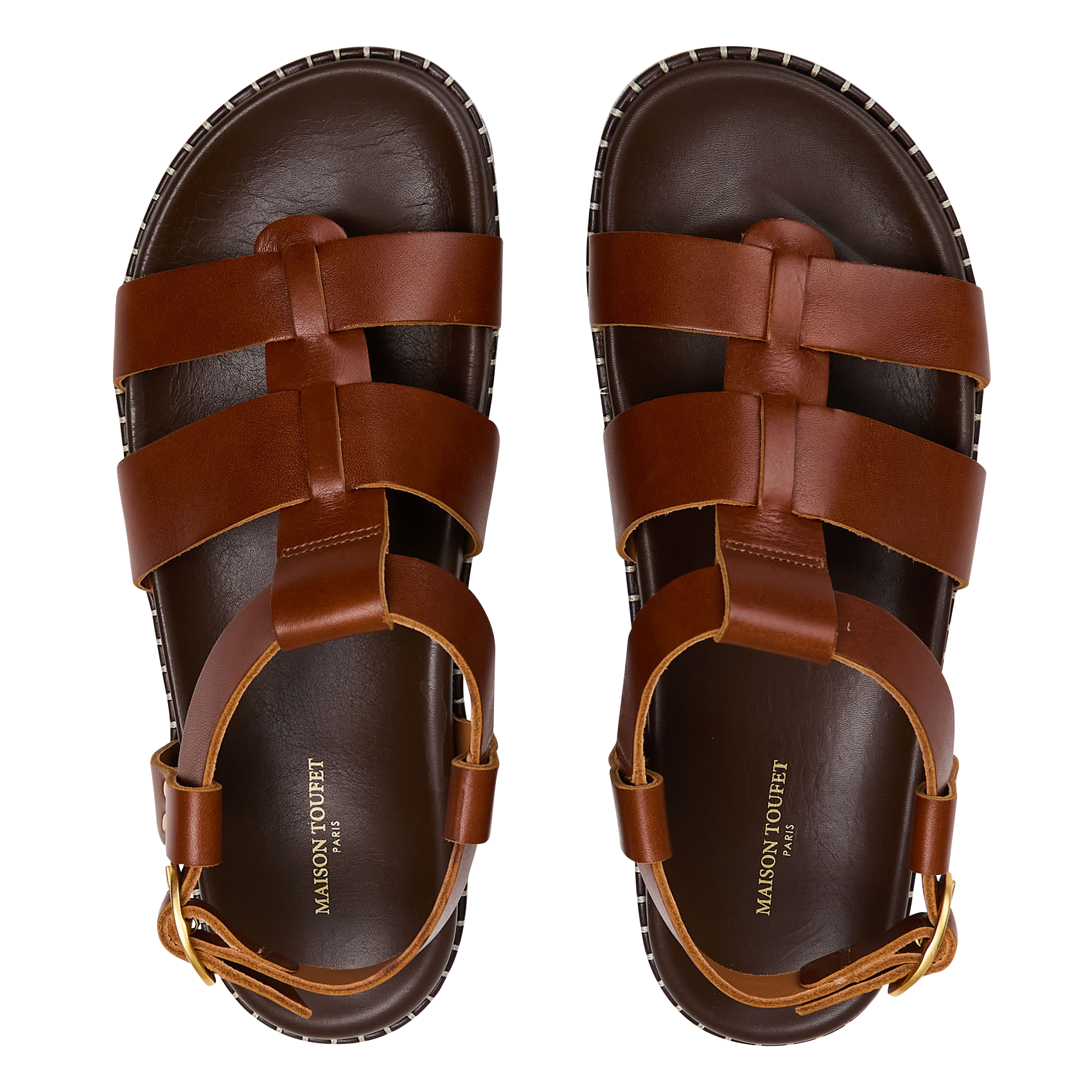Aouda flat leather sandals MAISON TOUFET Brown