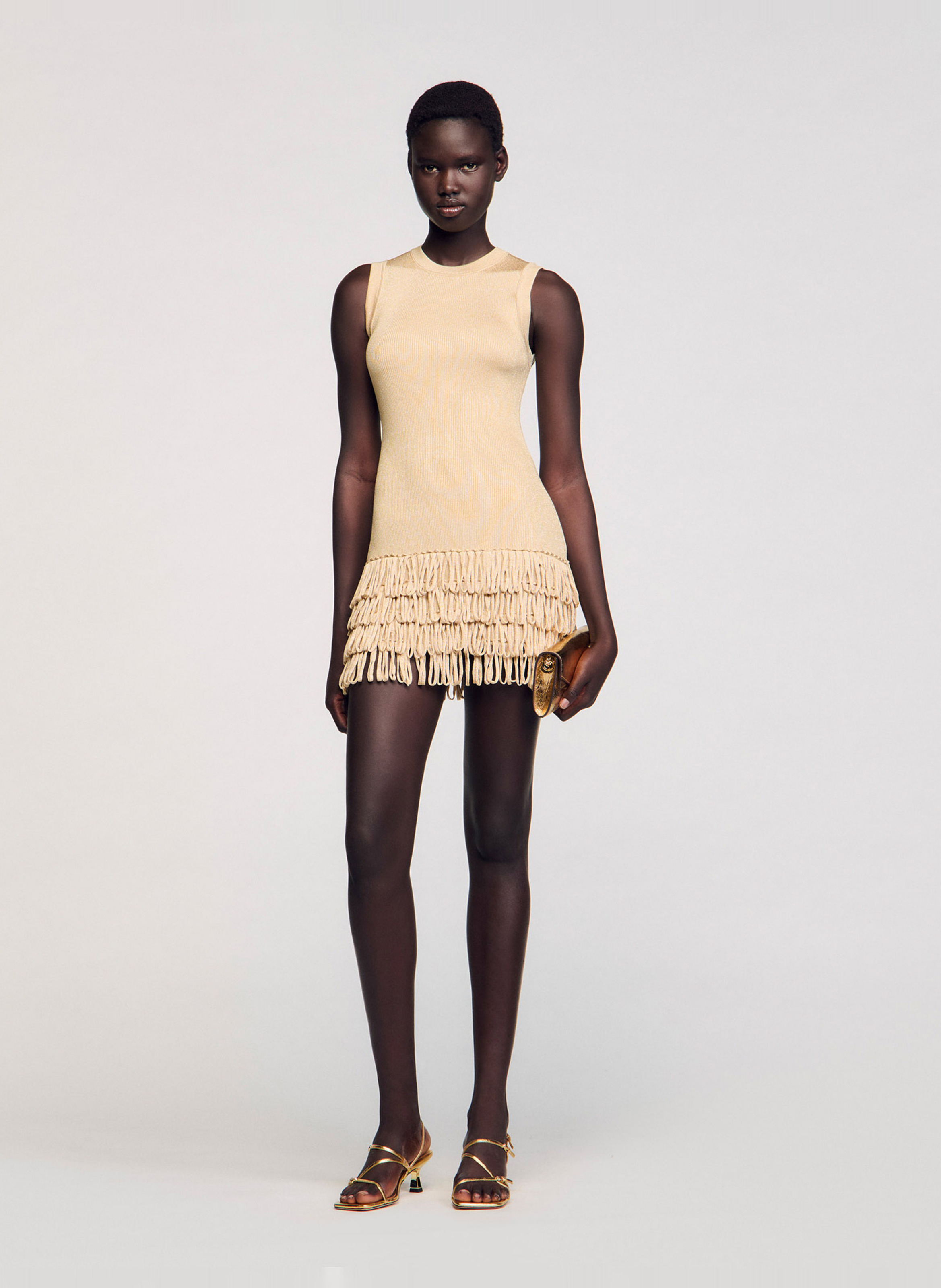 Pochette en cuir métallisé SANDRO Doré