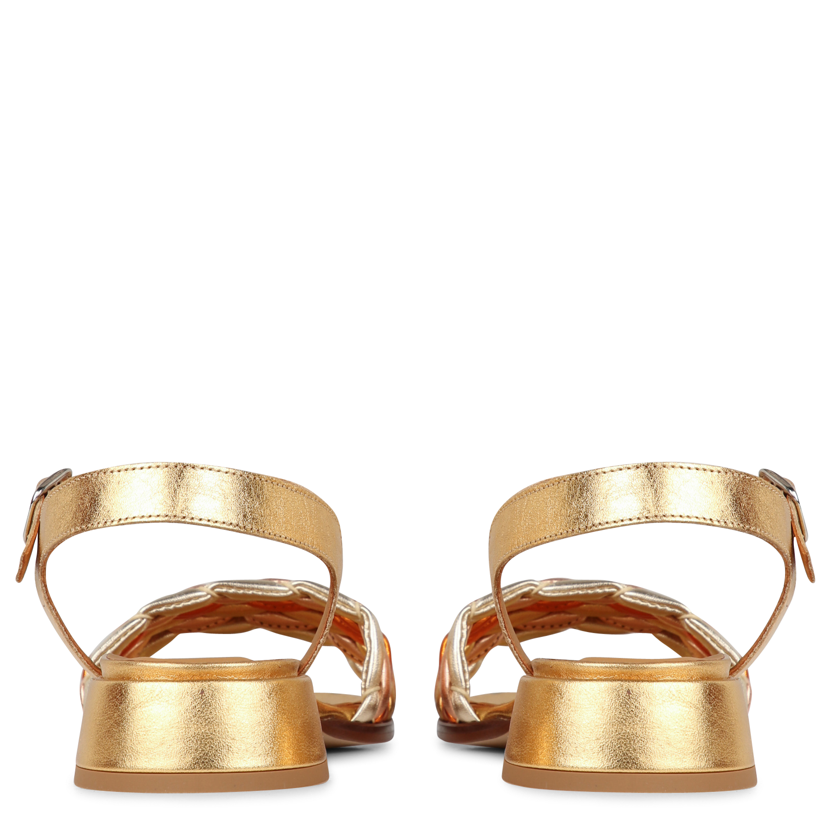 Sandales à talon en cuir métallisé Multicolore