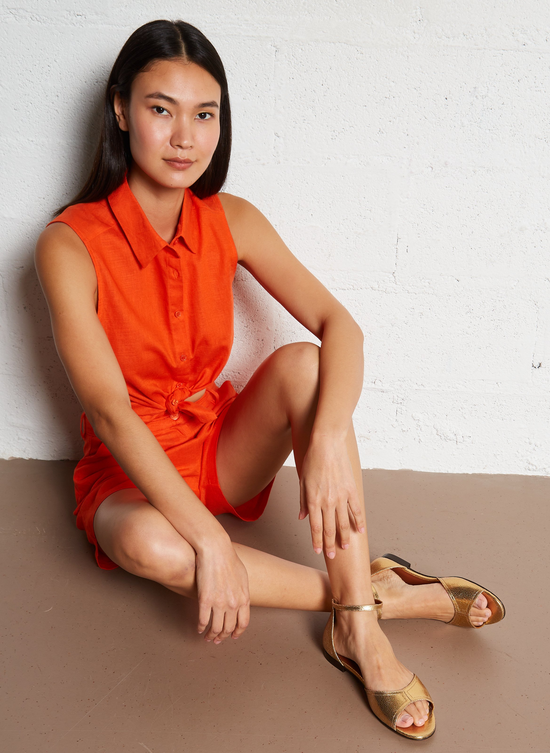 Chemise col classique en lin mélangé LA PETITE ETOILE Orange