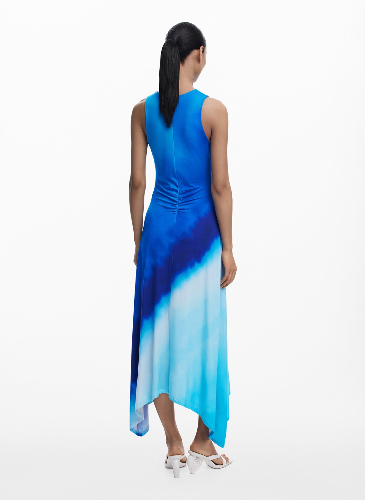 Vestito midi a collo tondo tie and dye DESIGUAL Blu