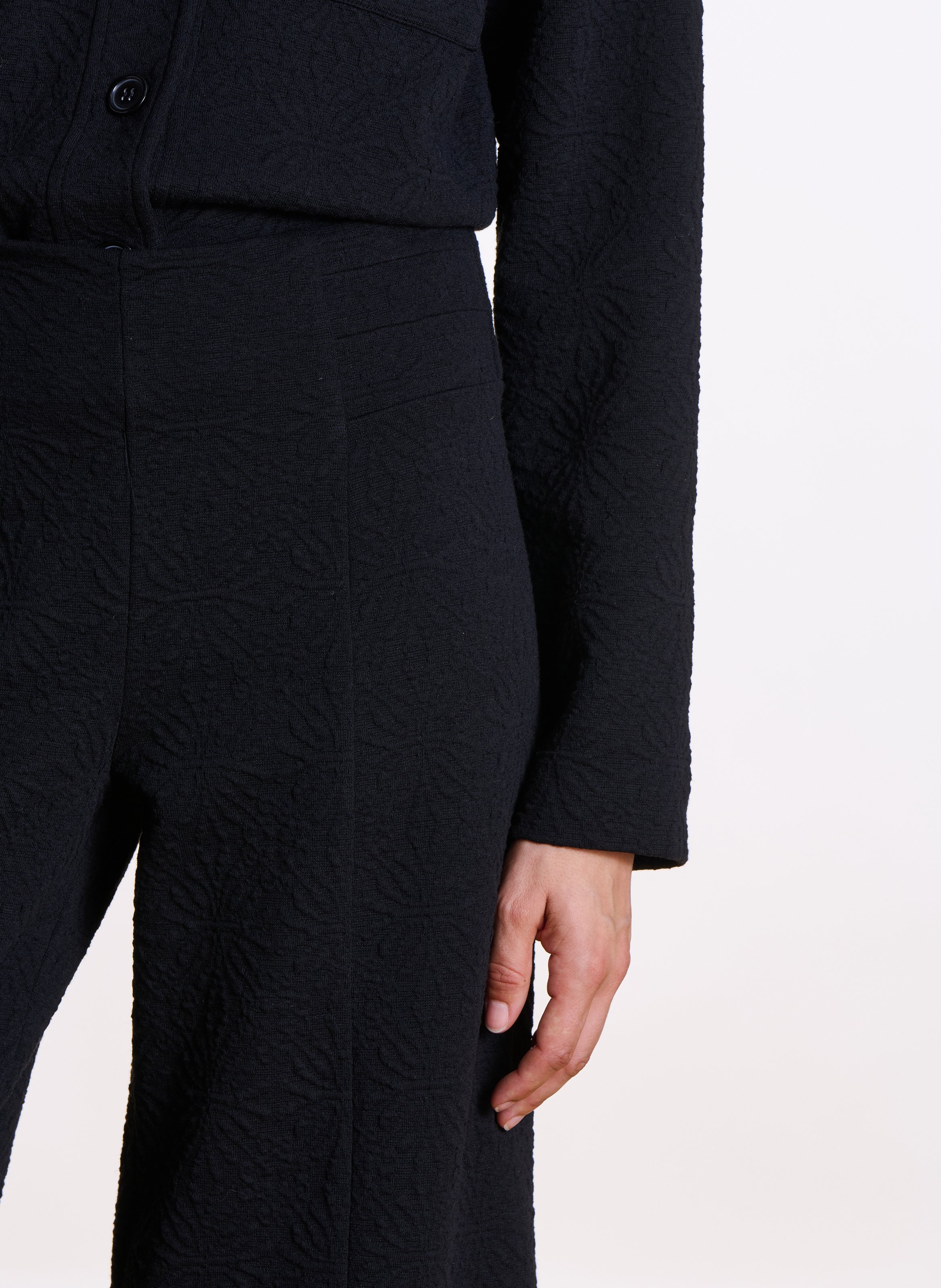 Textured wide-leg pants LA FEE MARABOUTEE Black