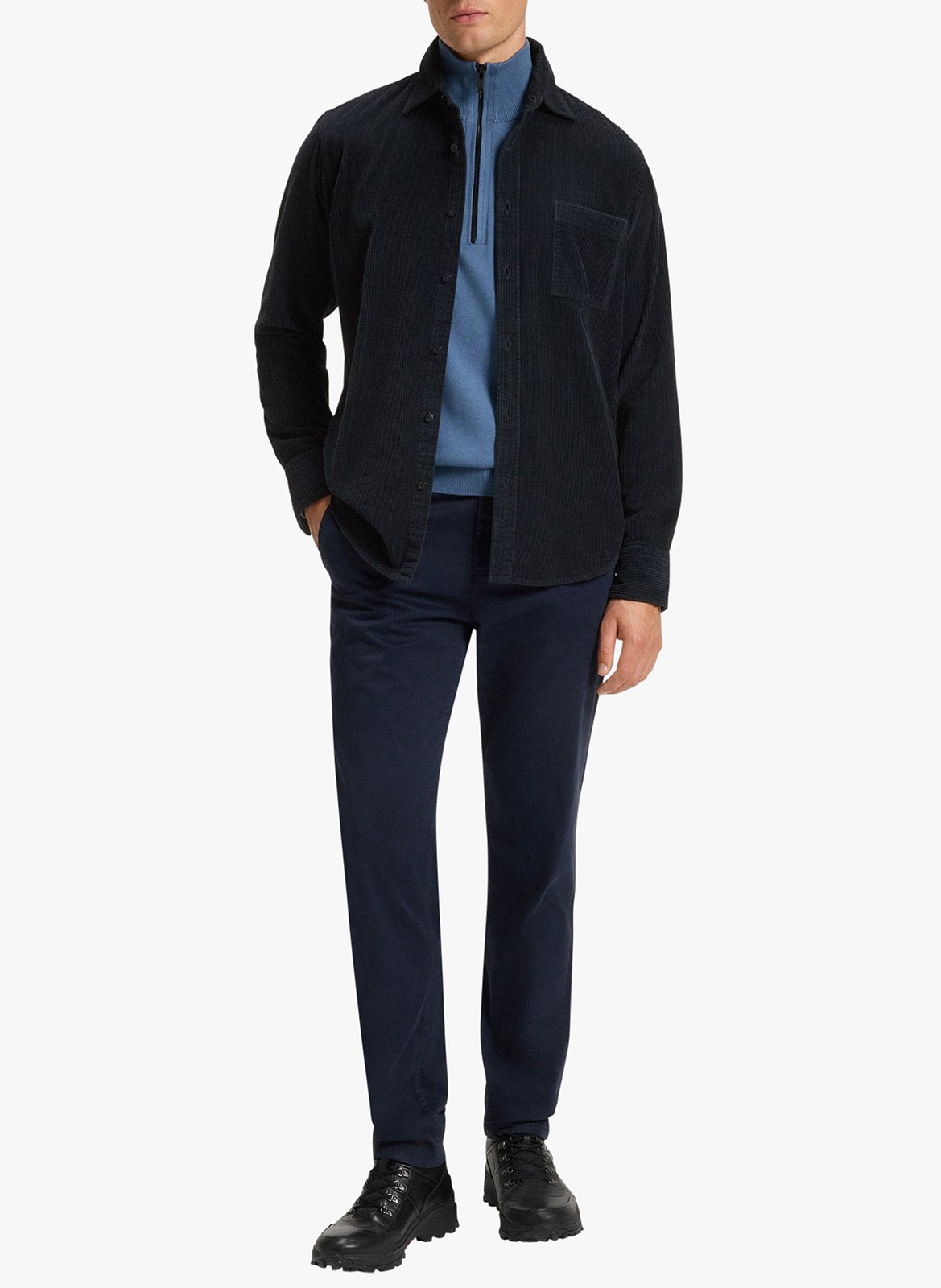 Chemise col classique manches contrastantes en coton BOSS Blue