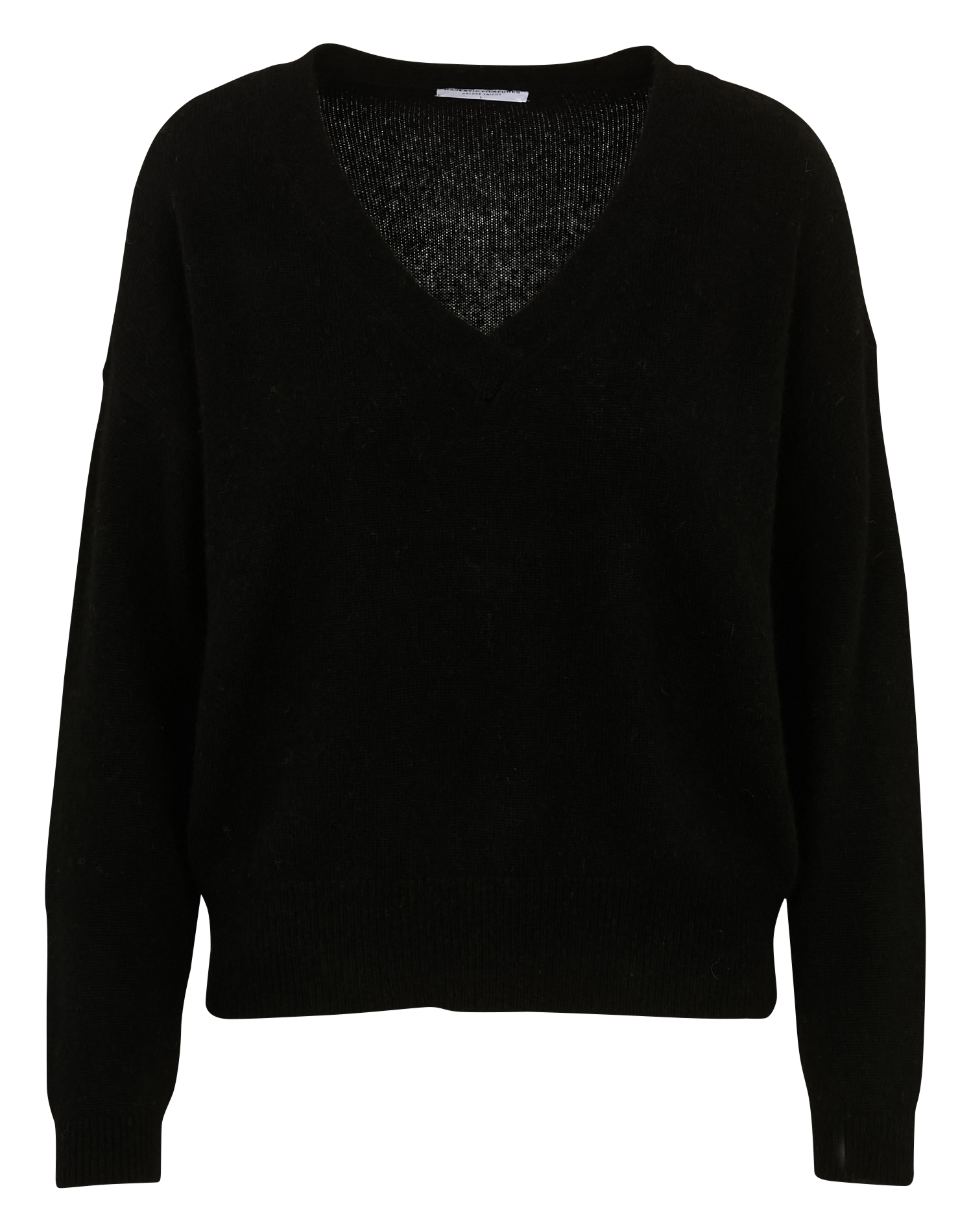 Pull ample col V en laine, cachemire et soie MAJESTIC FILATURES Noir