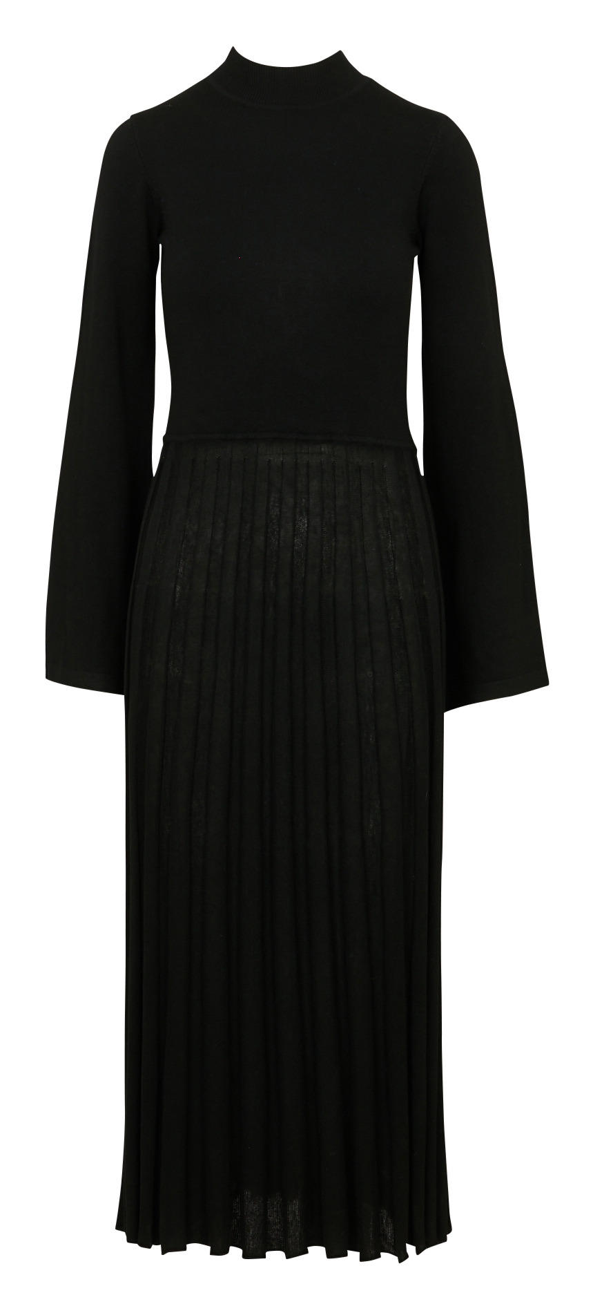 Robe mi-longue cintrée jupe plissée LA FEE MARABOUTEE Noir