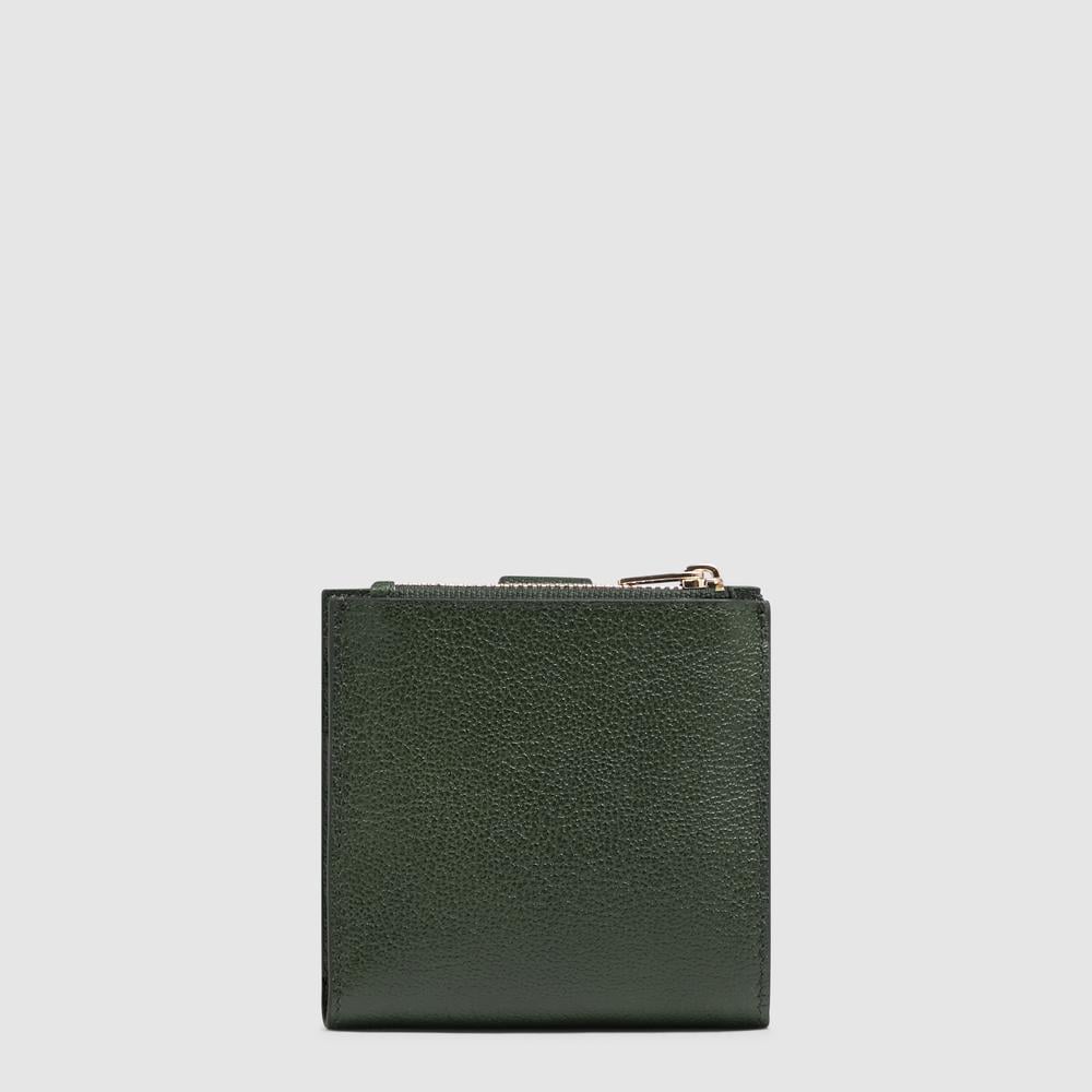 Women's leather credit card holder with coin pocket and RFID protection PIQUADRO Green