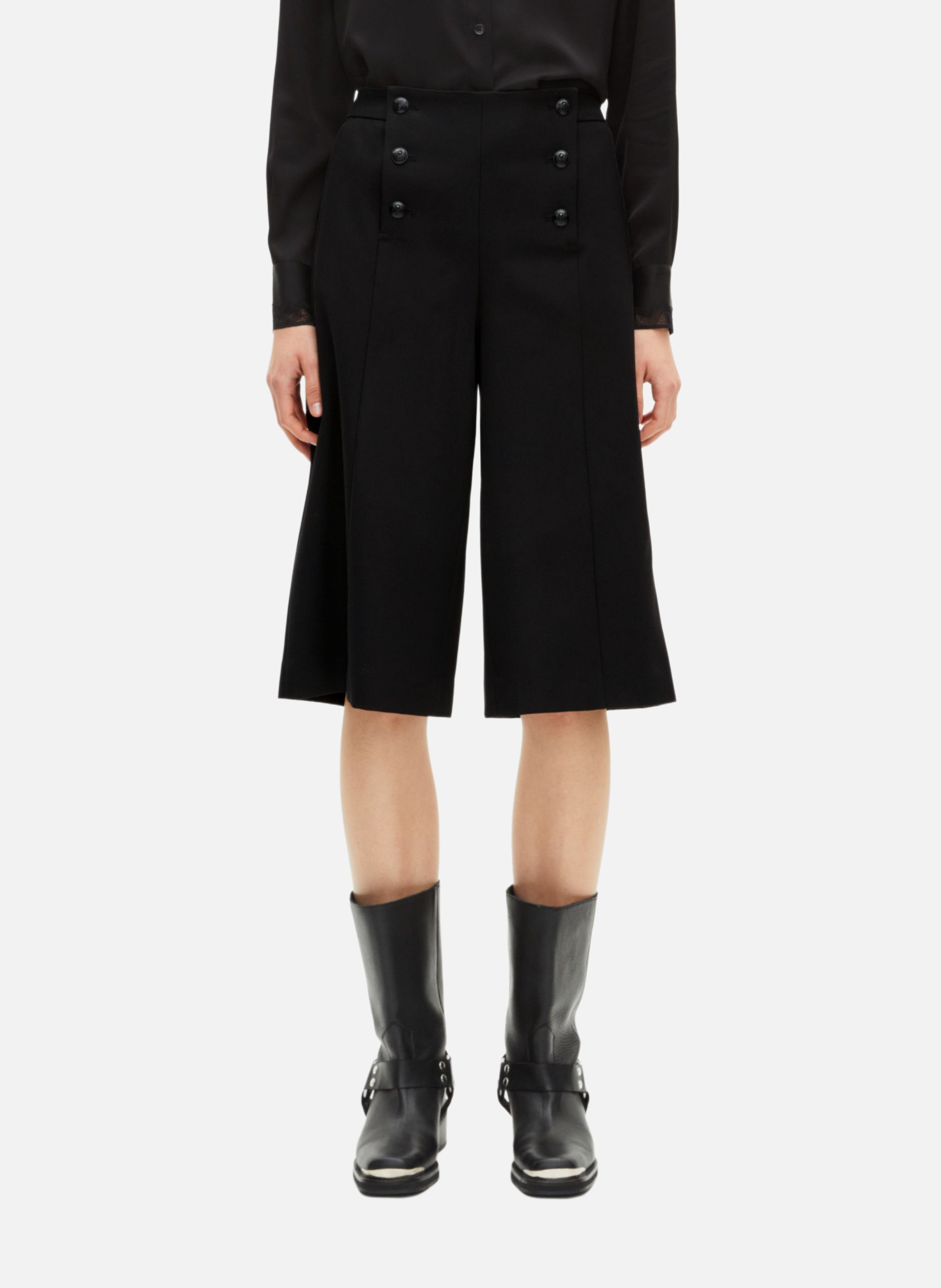 Wide leg high-waisted culottes THE KOOPLES Black