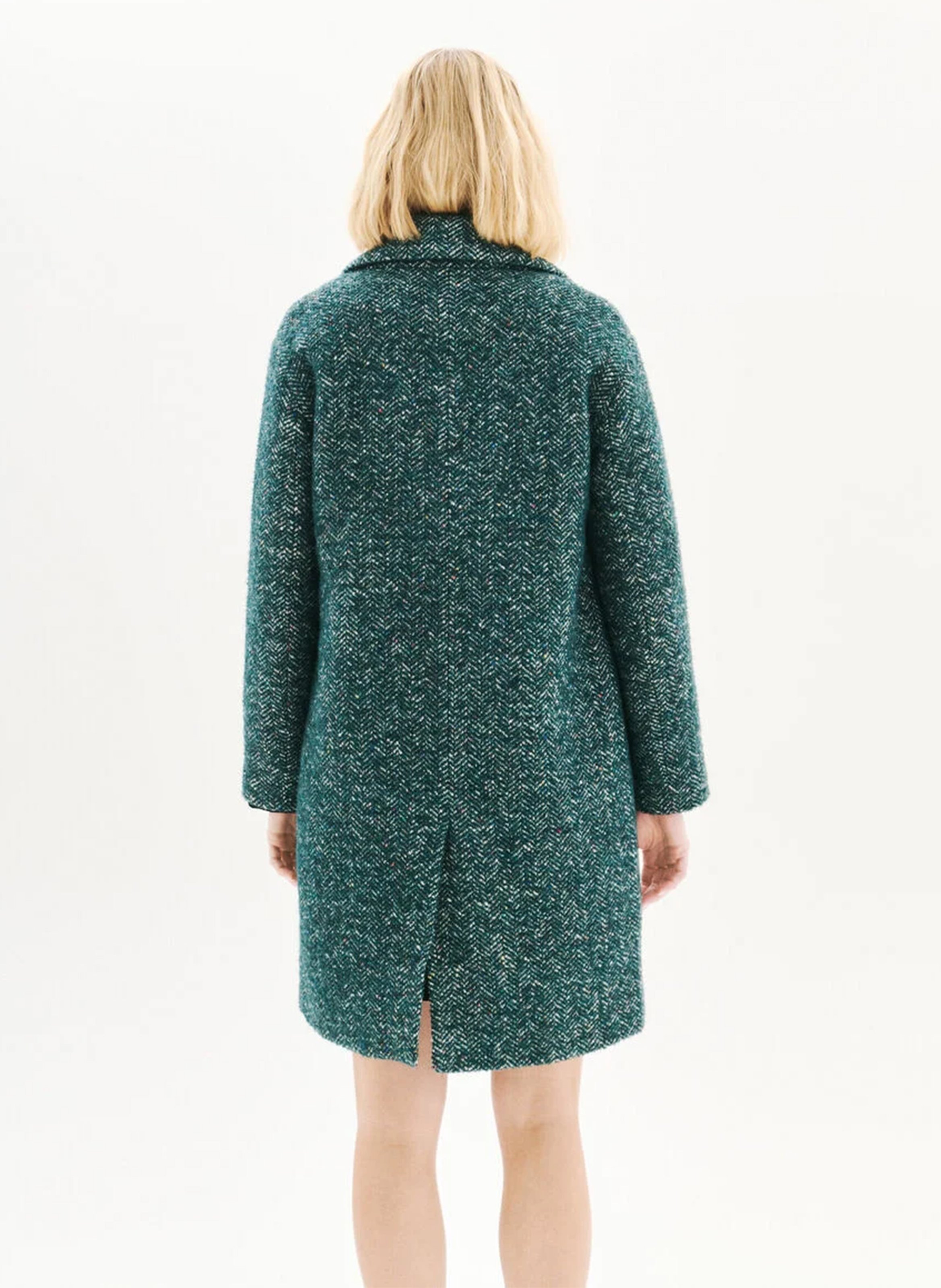 Manteau col tailleur en laine mélangée Bleu