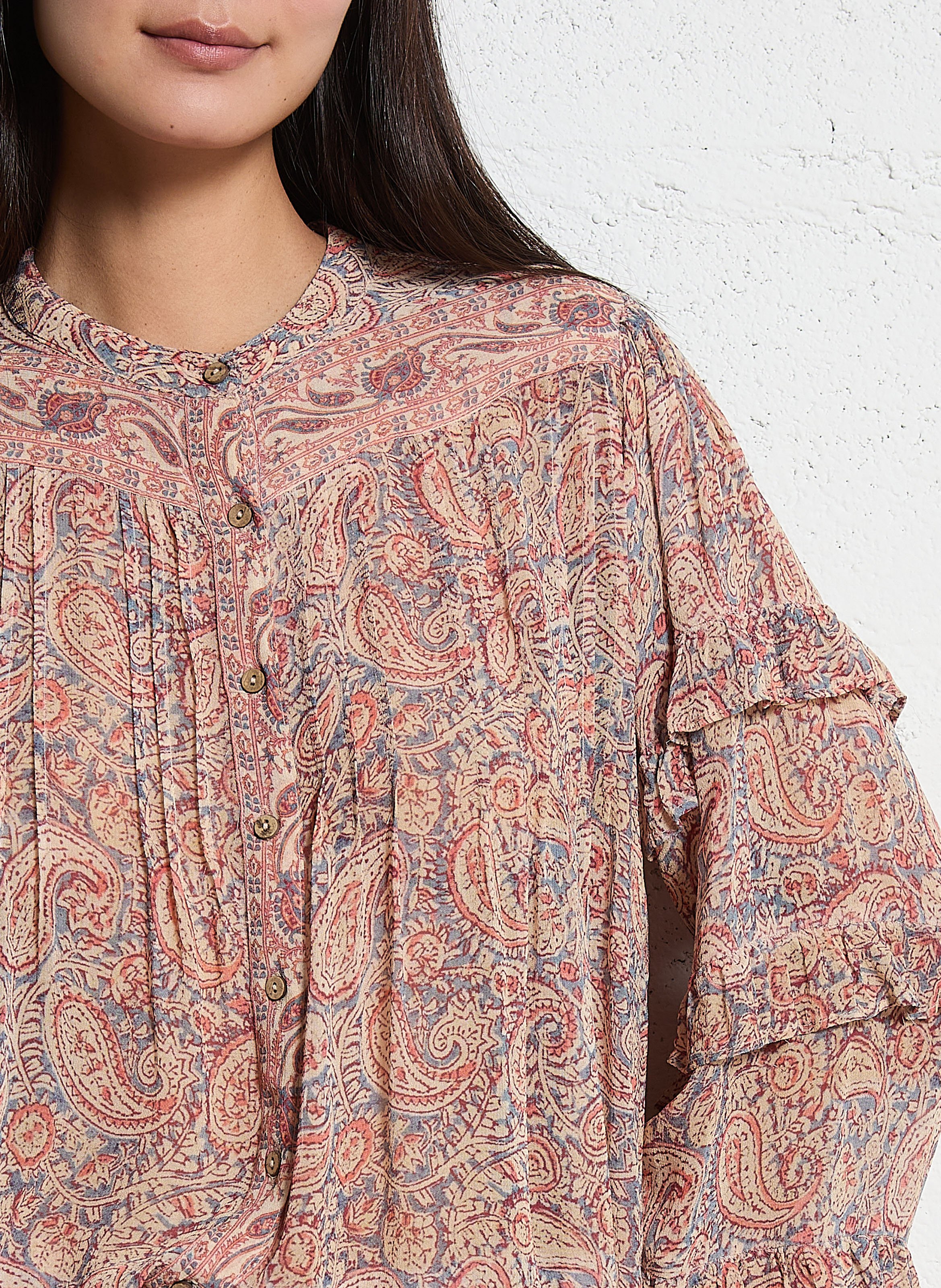 Blouse oversize col V imprimée MAISON HOTEL Rose