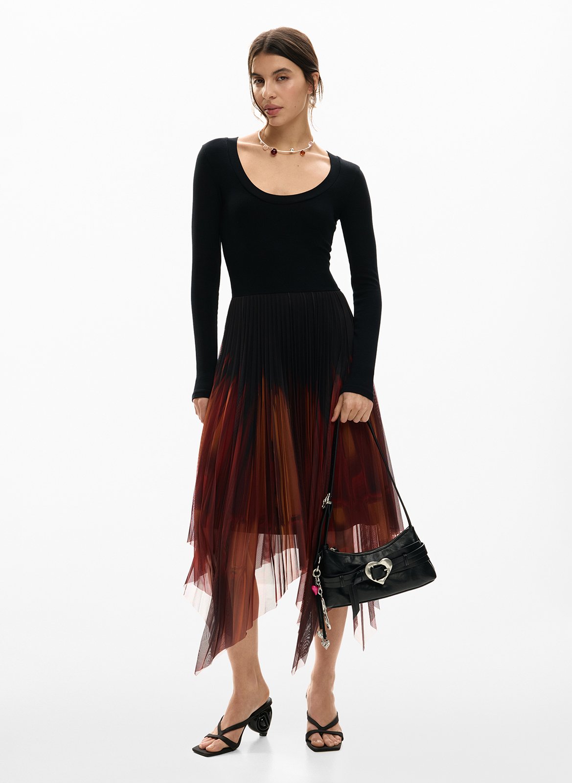 Asymmetric midi dress DESIGUAL Black