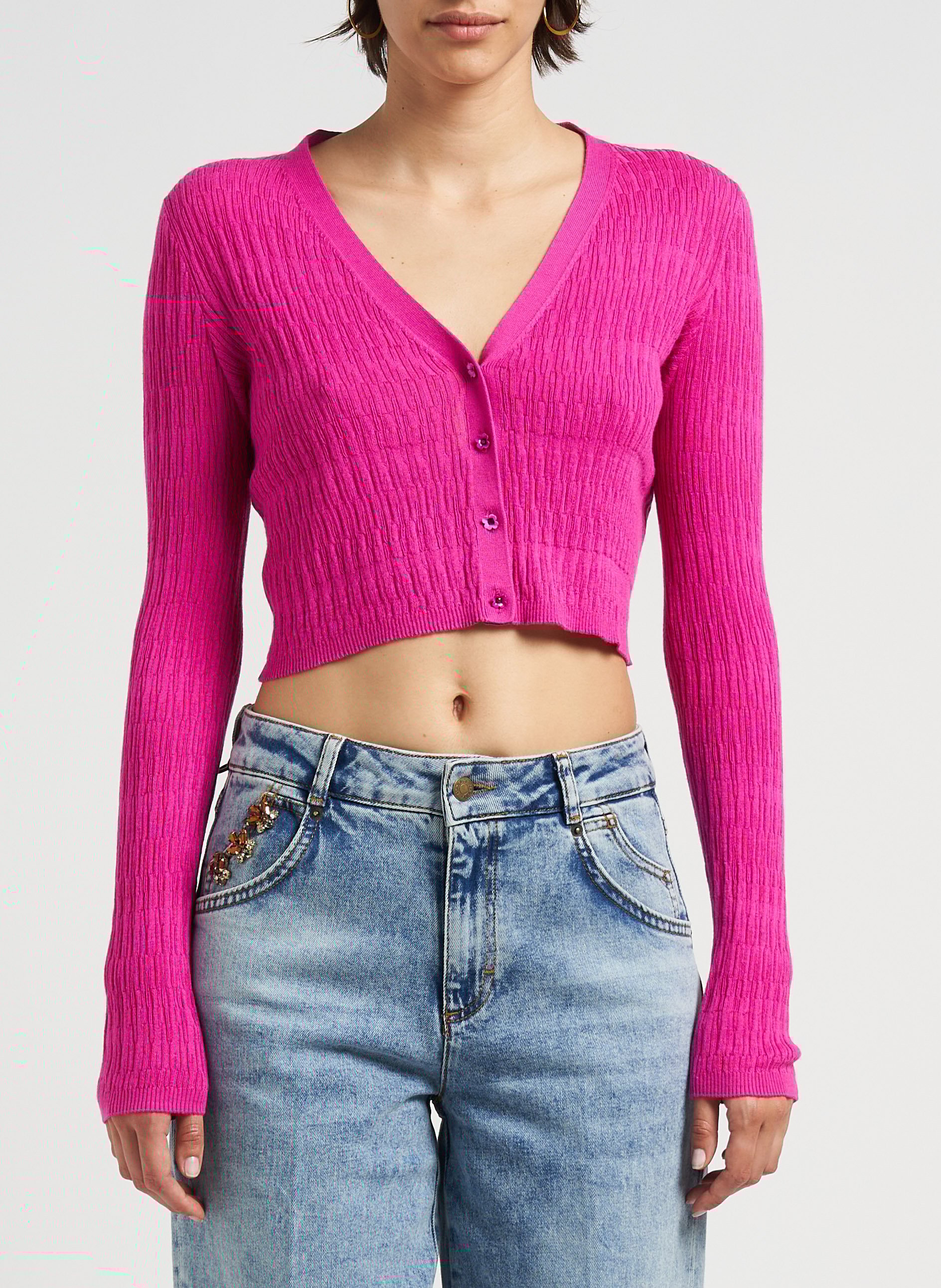 Kurzer Cardigan aus Baumwoll-Mix MAX&Co. Rosa