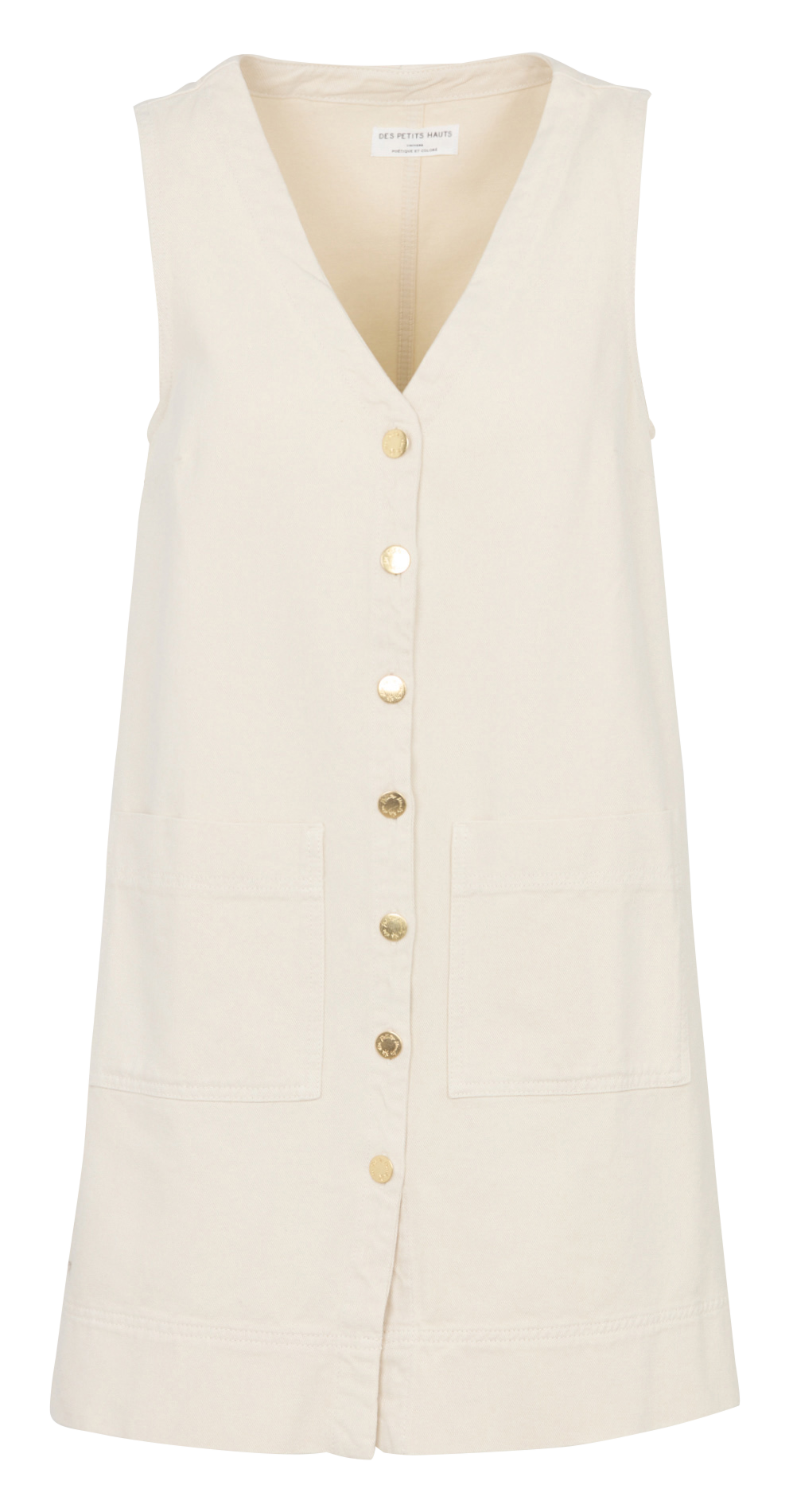 Gerade Jeanskleid mit V-Ausschnitt DES PETITS HAUTS Beige