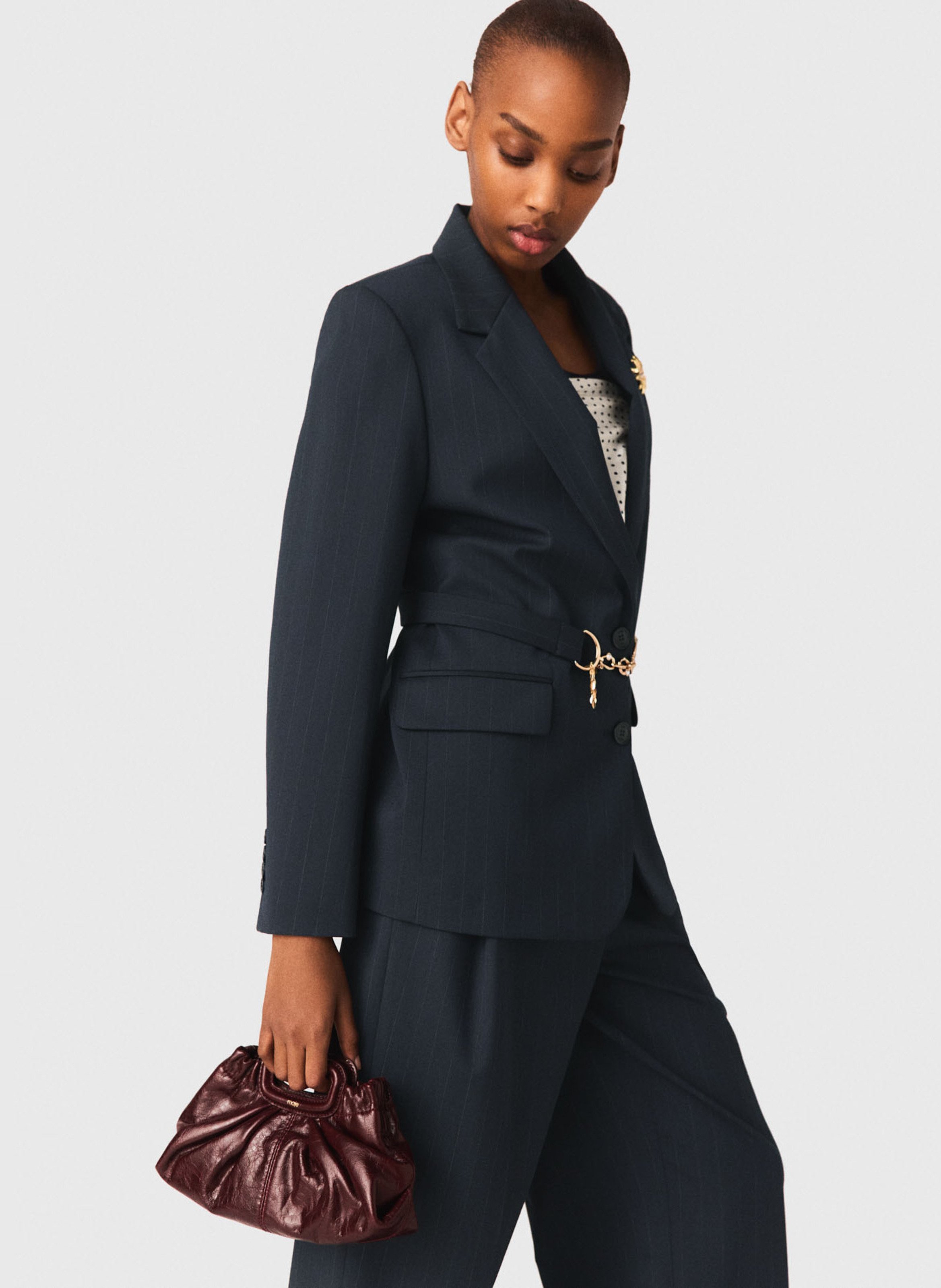 Rechte blazer | wolblend MAJE Blauw