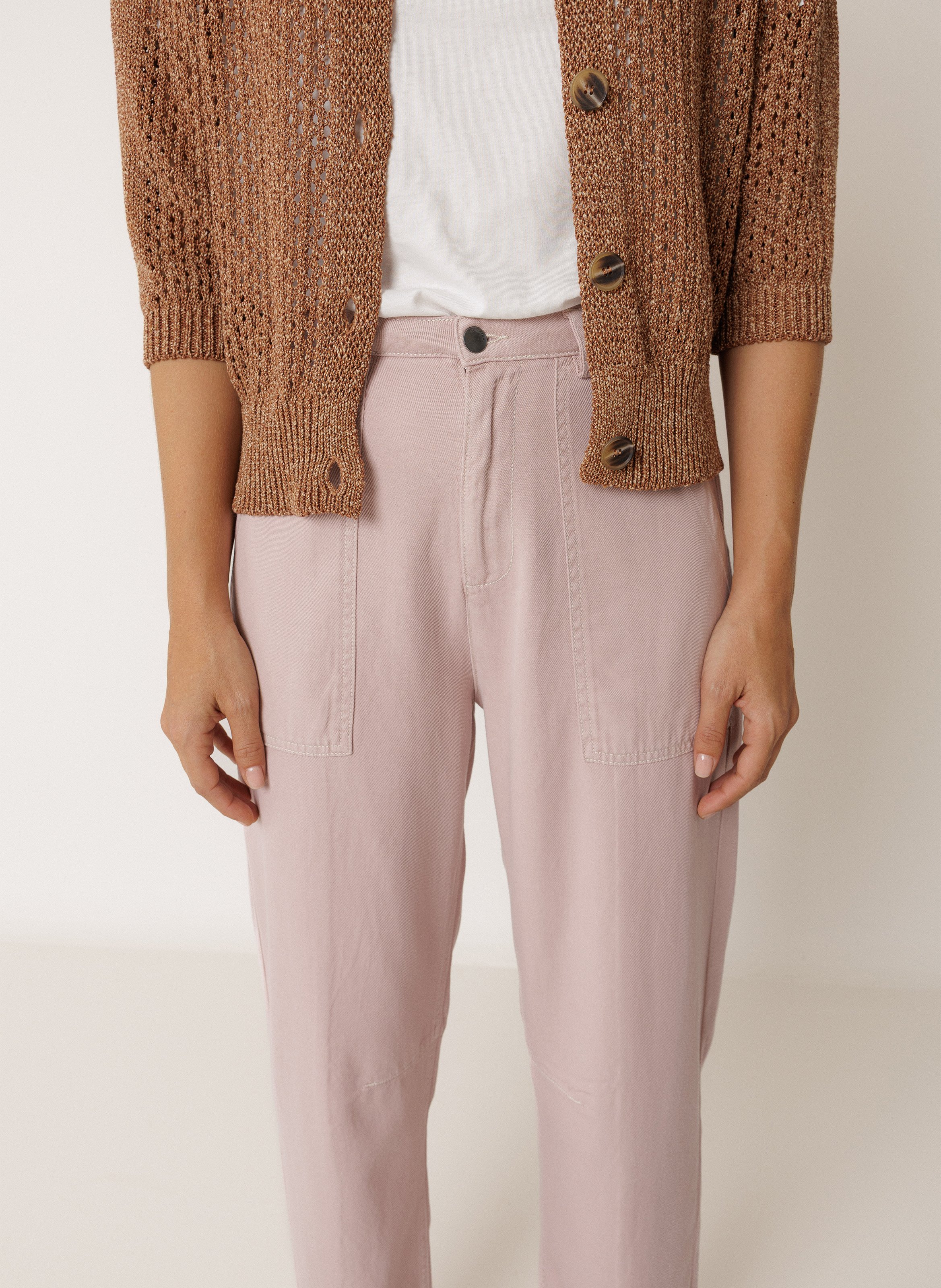 High-waisted carrot-cut trousers INDI & COLD Pink