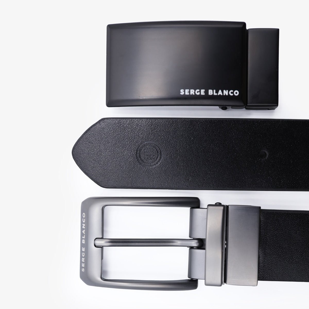 Leather cowhide belt SERGE BLANCO Black