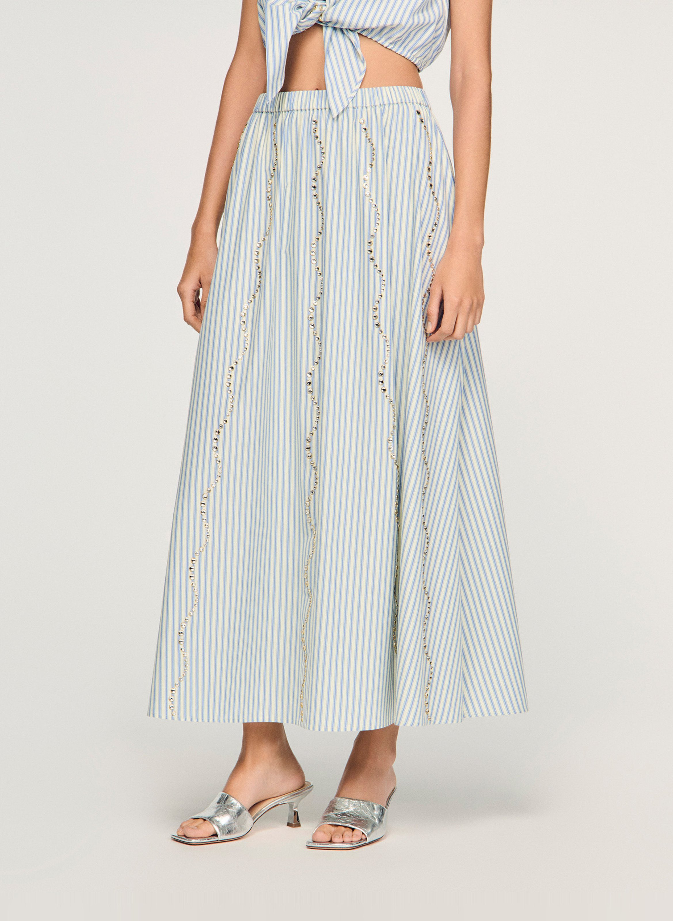 Halflange, gestreepte rok SANDRO Blauw