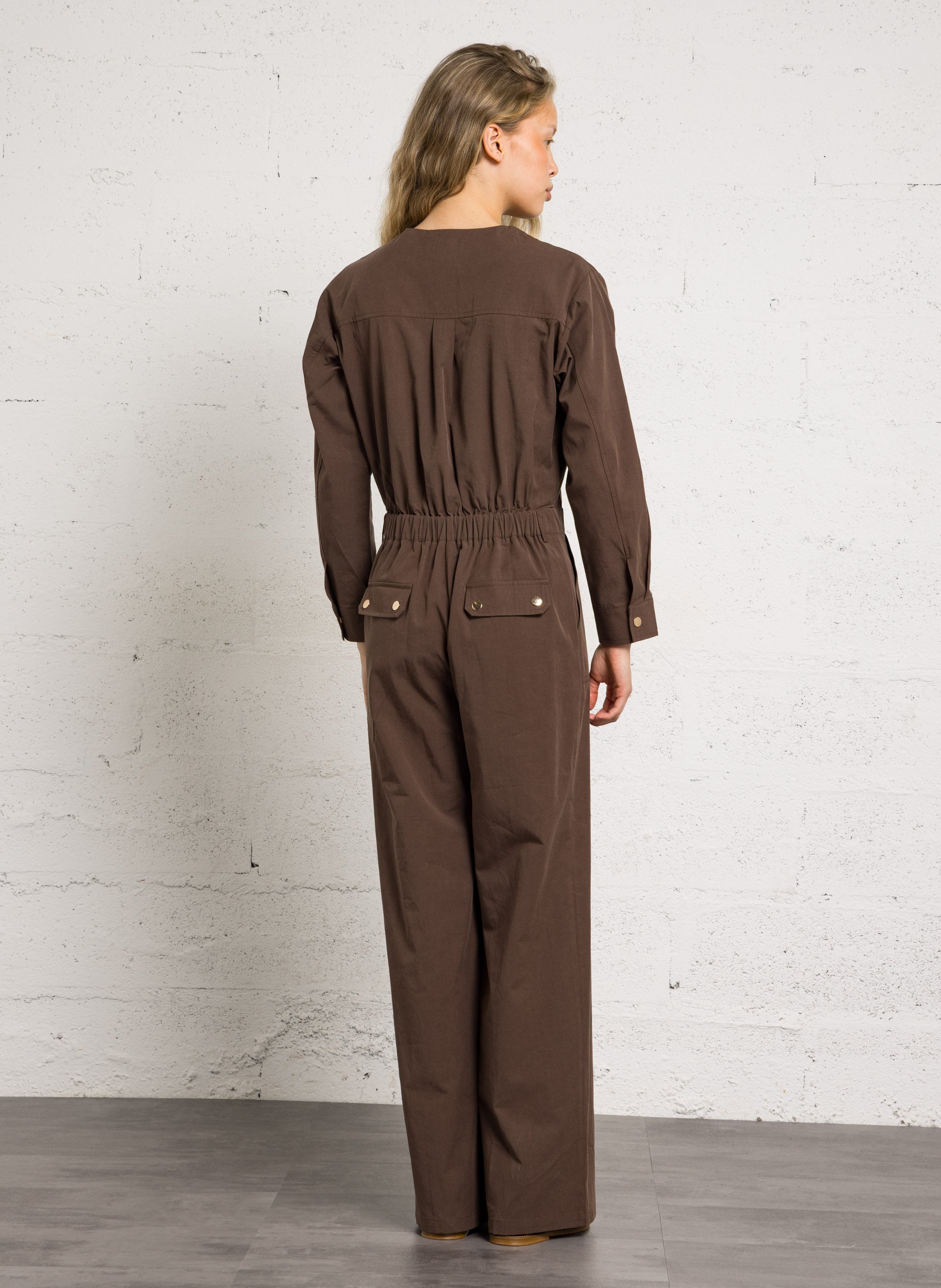Combinaison large en coton mélangé Marron