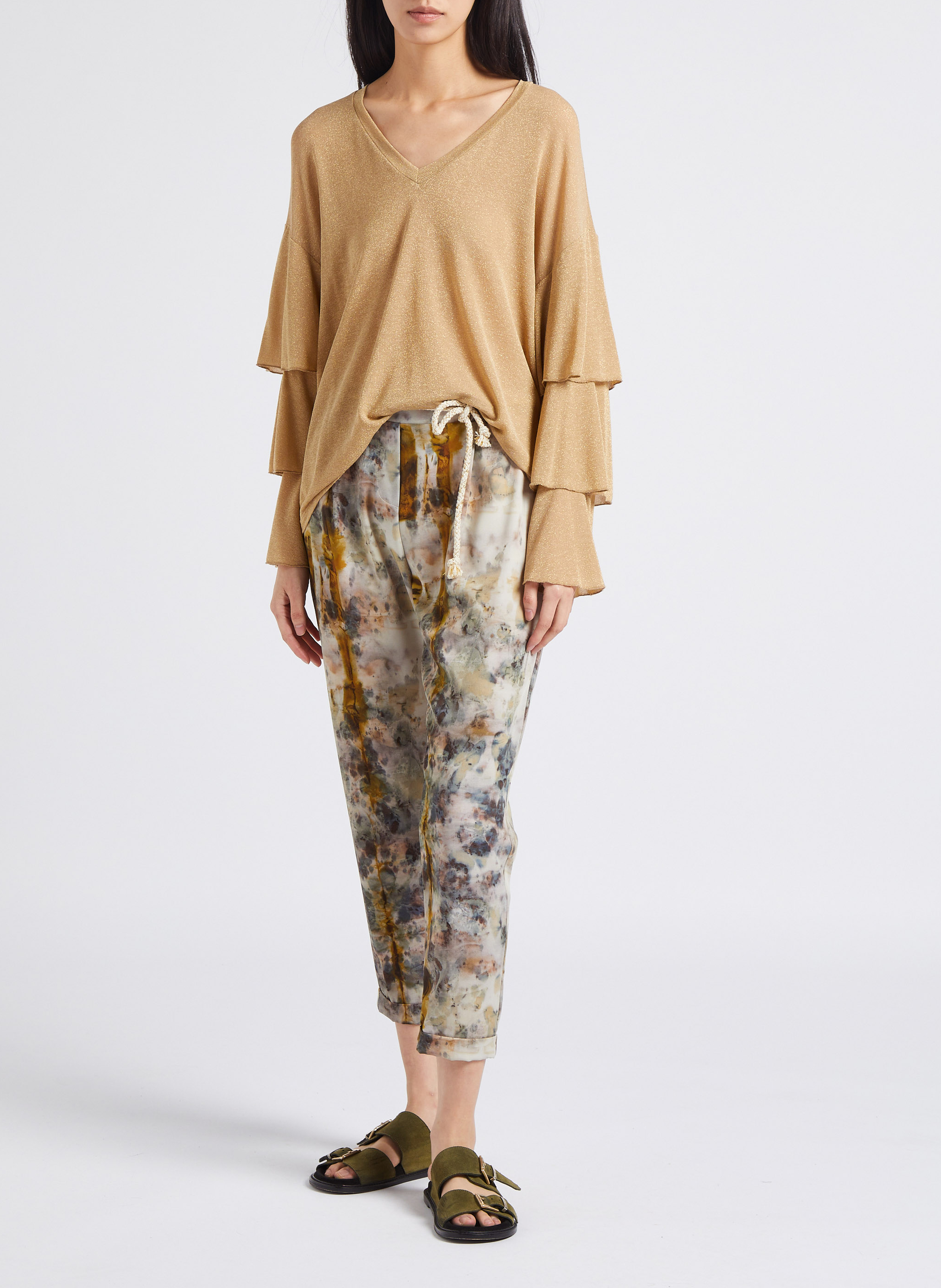 Pantalon carotte taille haute PLEASE Beige