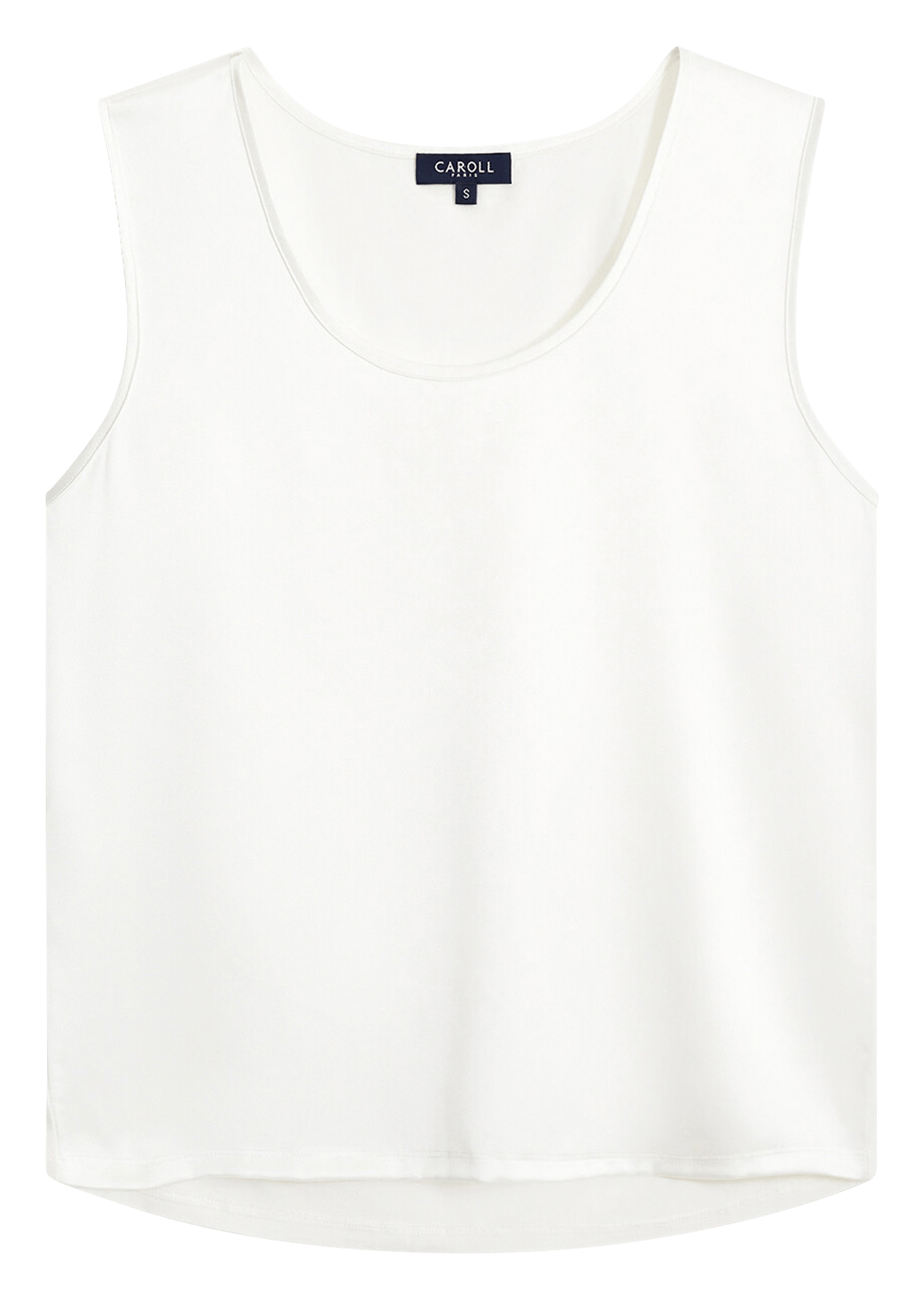 Loose-fit round-neck satiny top CAROLL Beige