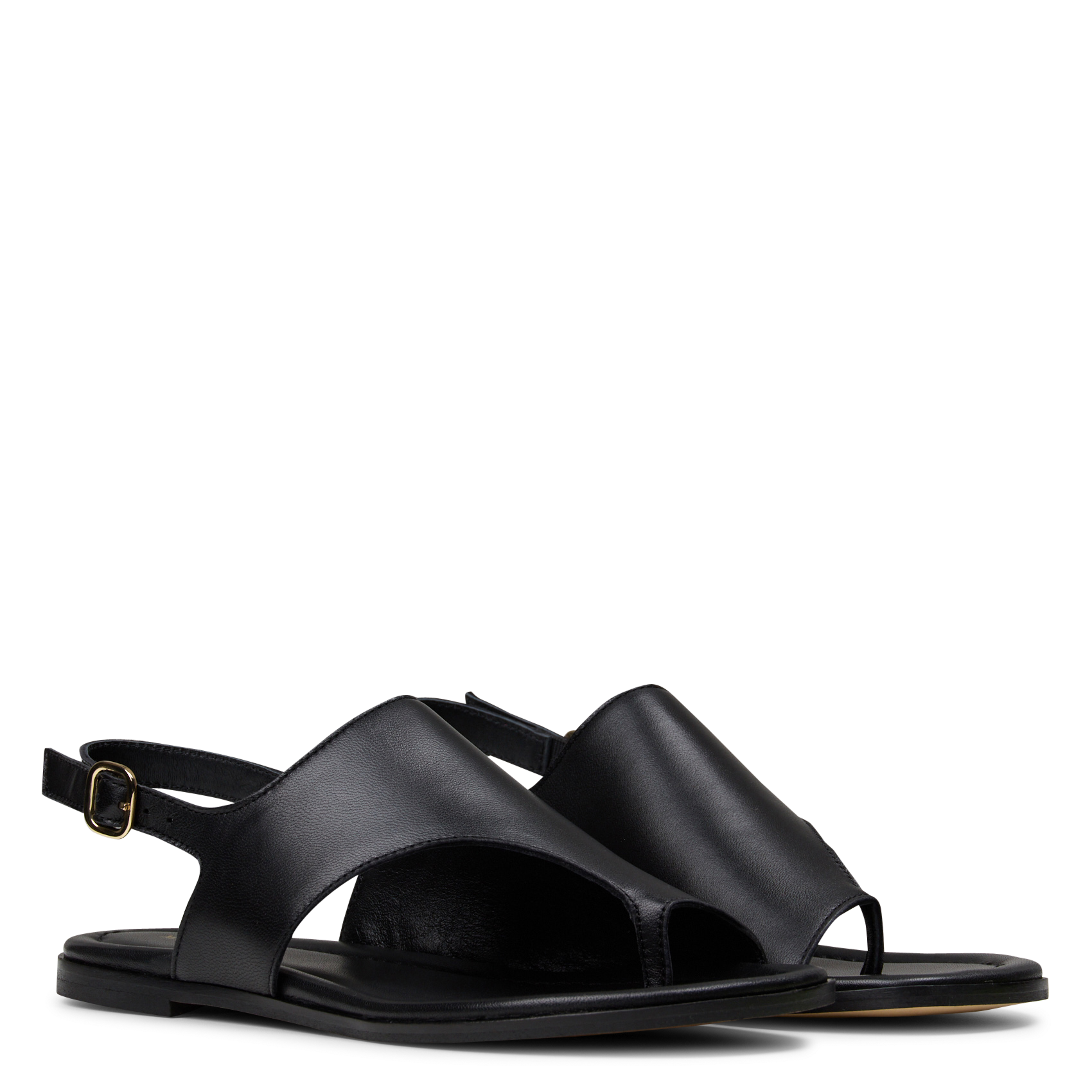 Avarca Berlin - Flache Ledersandalen mit Samt Schwarz