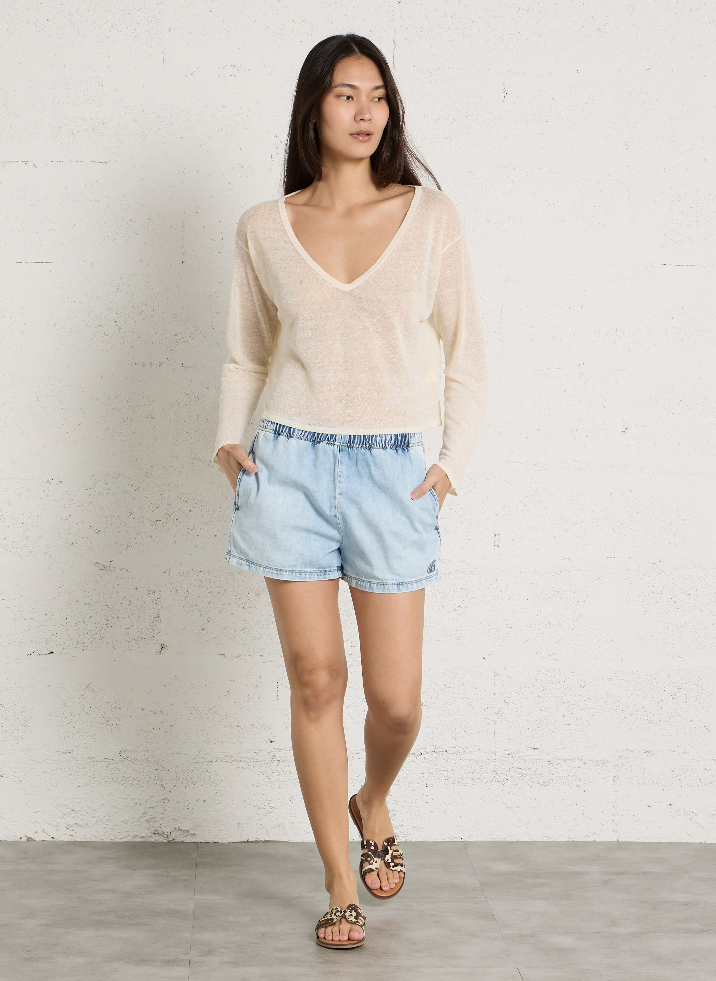 Cropped trui van linnen  AMERICAN VINTAGE Beige